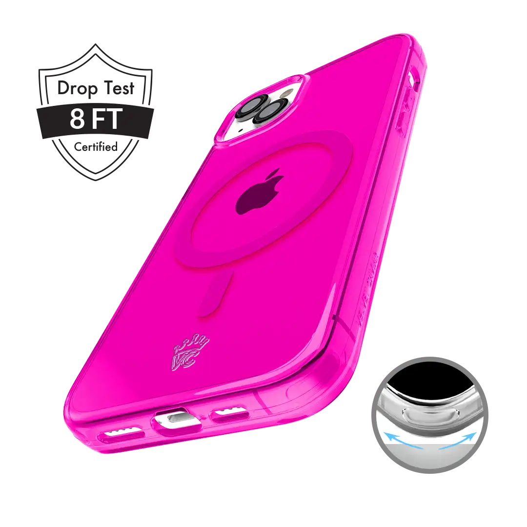 Neon Pink Clear iPhone Case