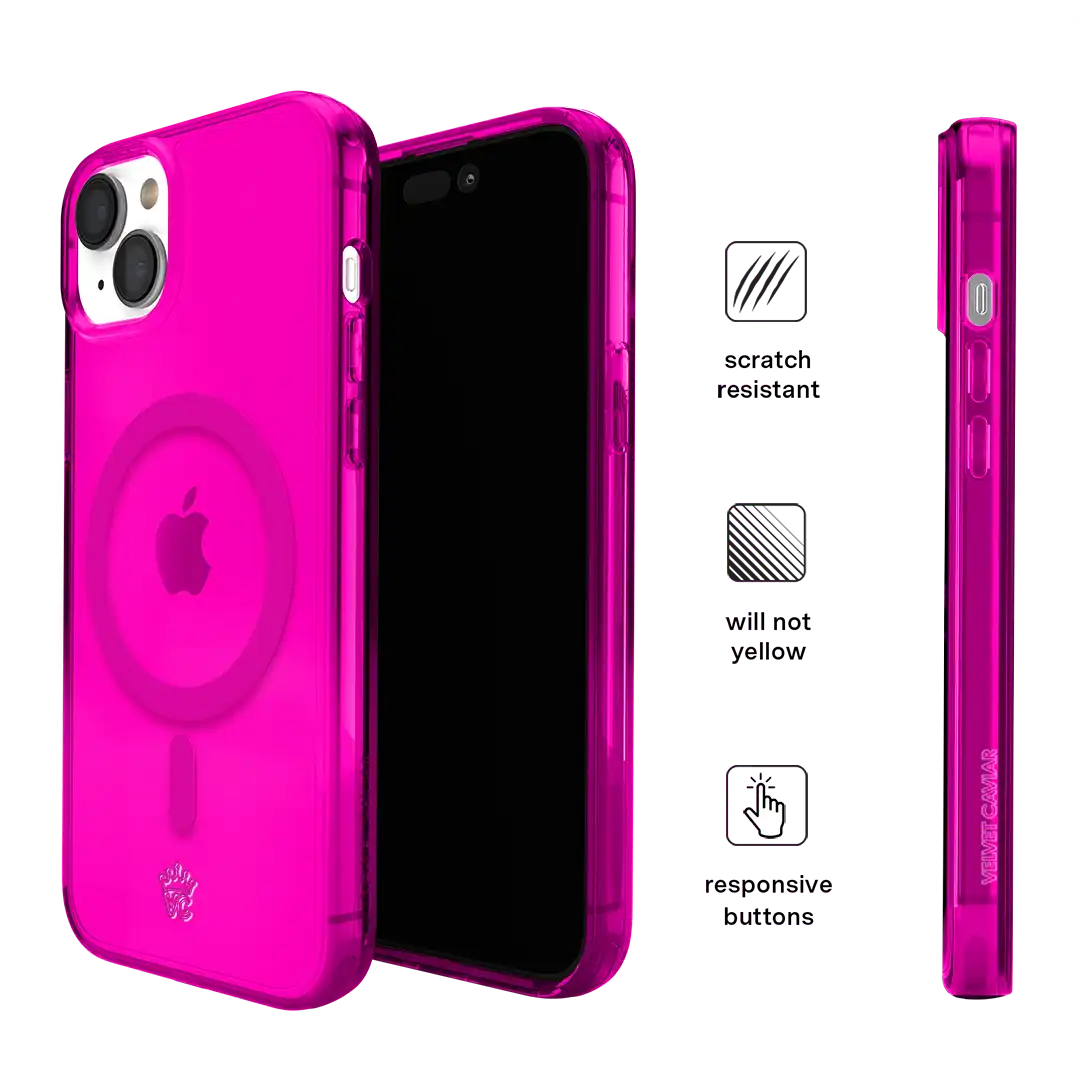 Neon Pink Clear iPhone Case