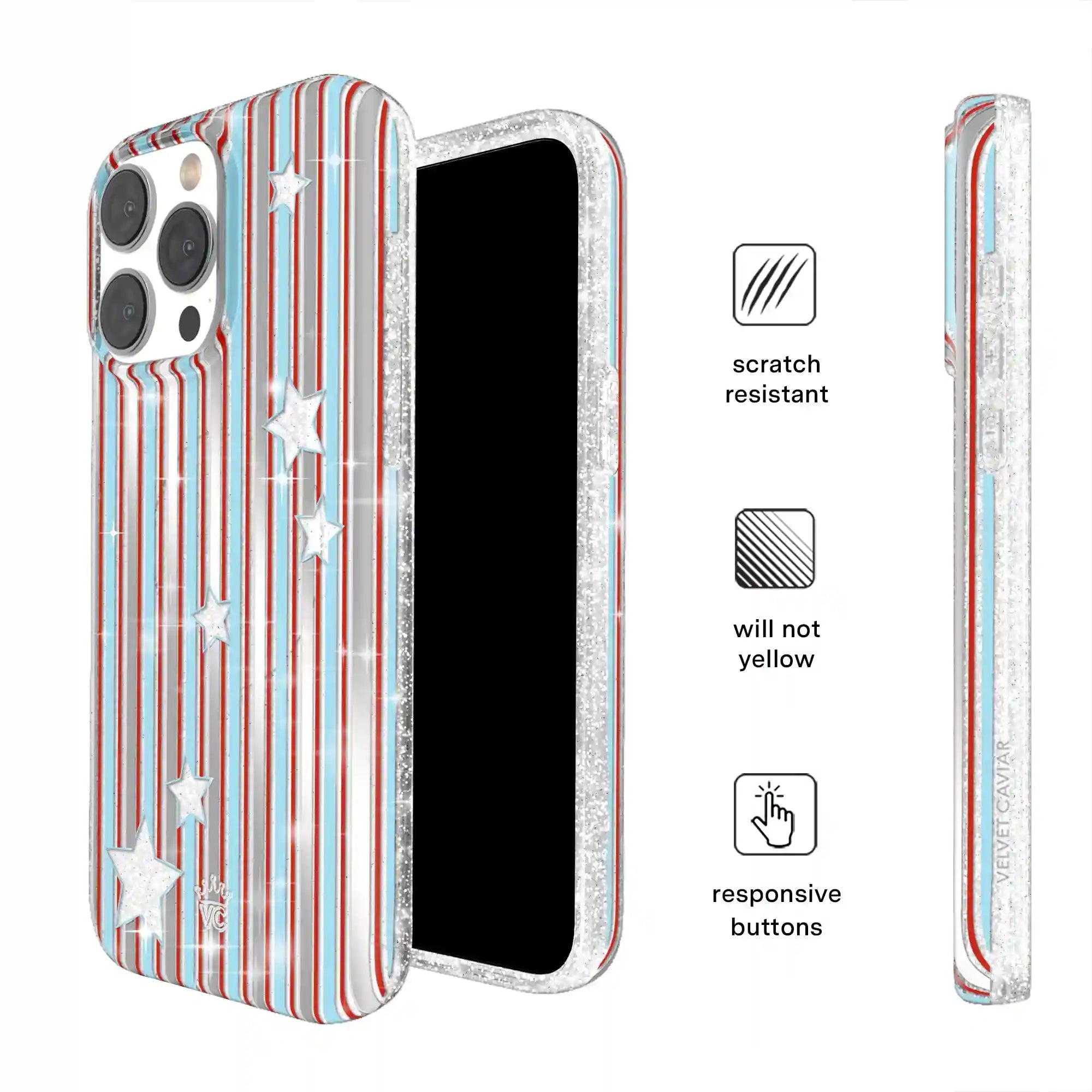 Stars & Stripes Glitter iPhone Case