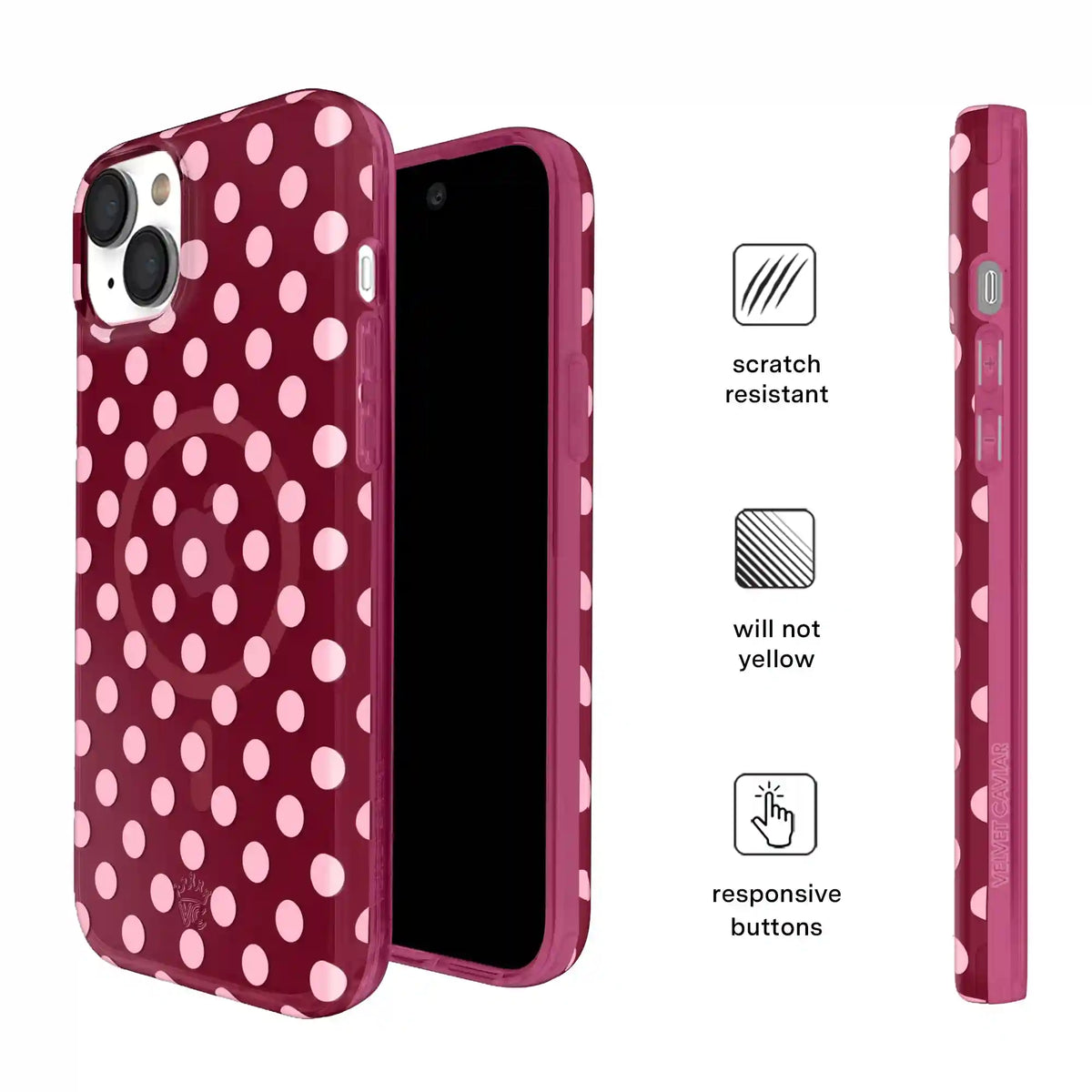 Raspberry Polka Dot iPhone Case