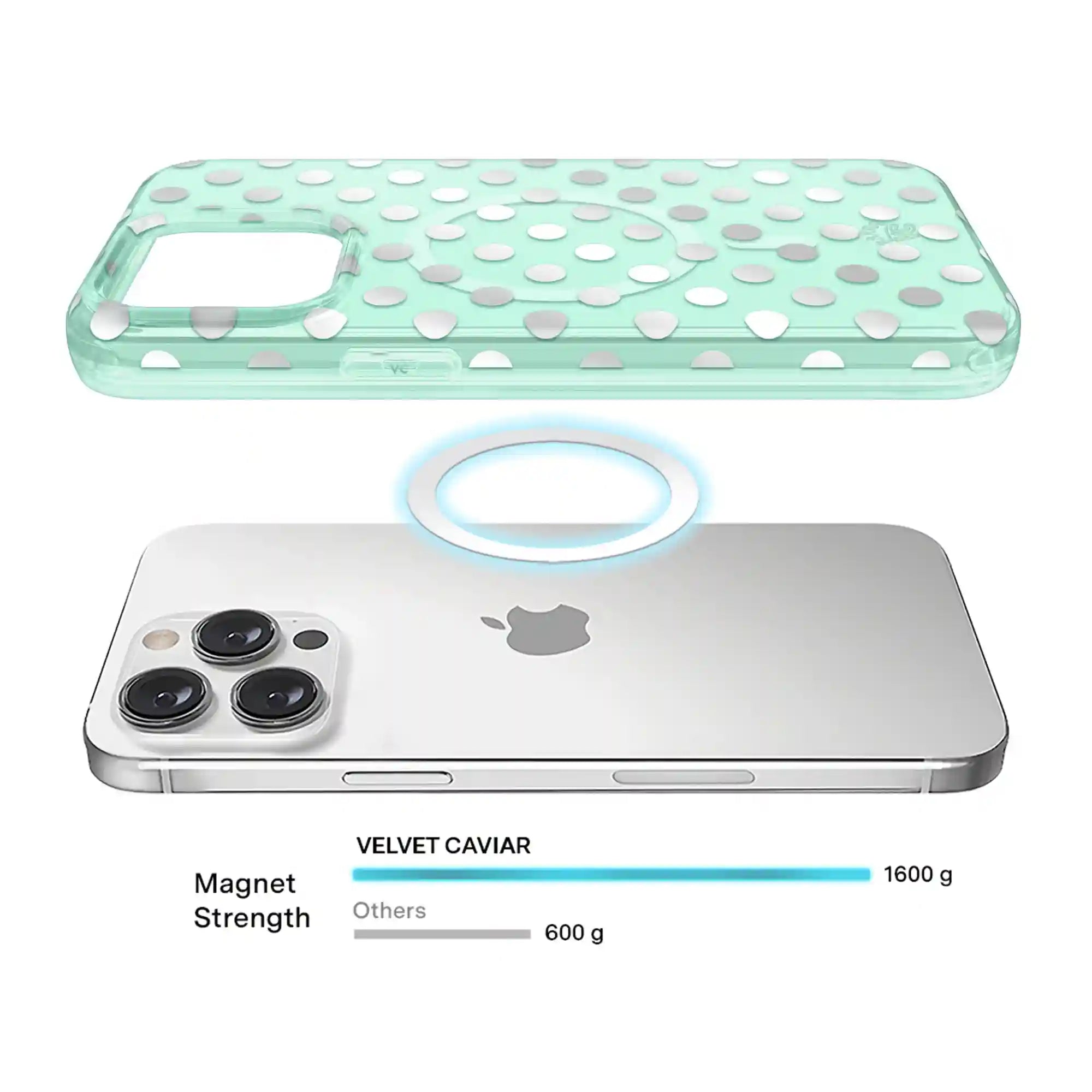Mint Chrome Polka Dot iPhone Case