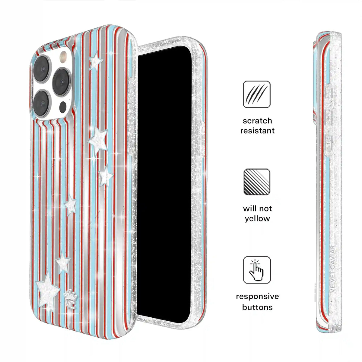 Stars & Stripes Glitter iPhone Case