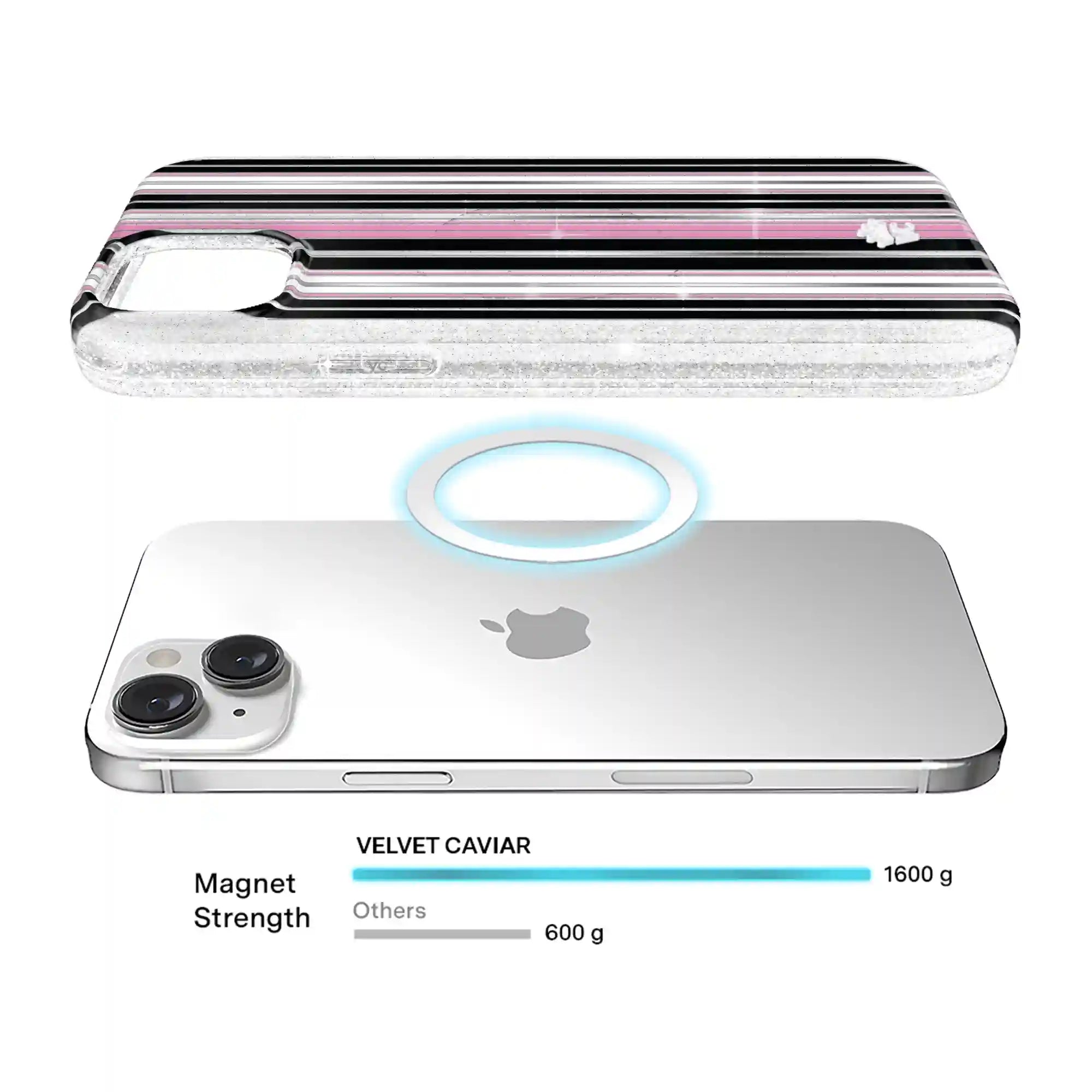 Pretty Punk Stripes Glitter iPhone Case