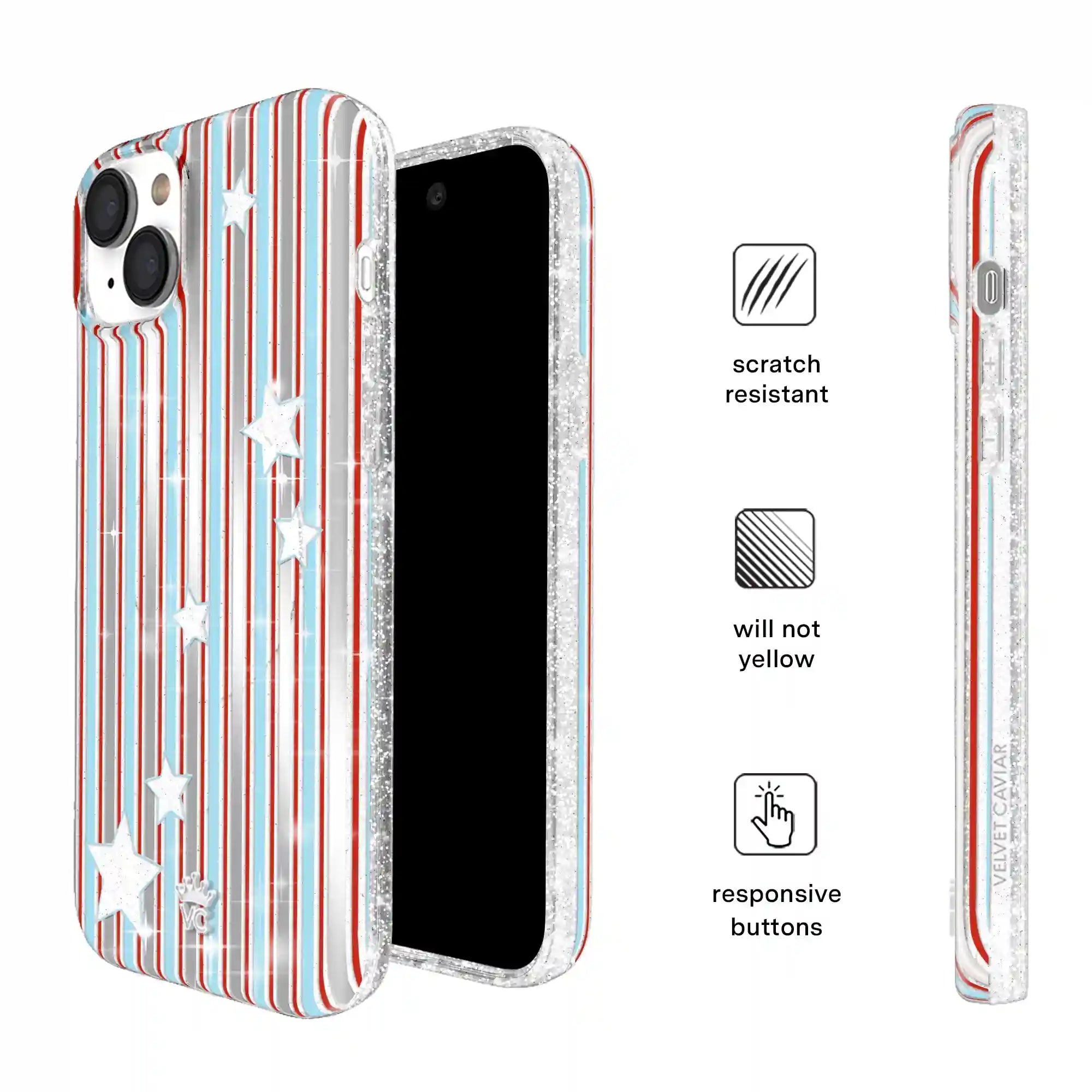 Stars & Stripes Glitter iPhone Case