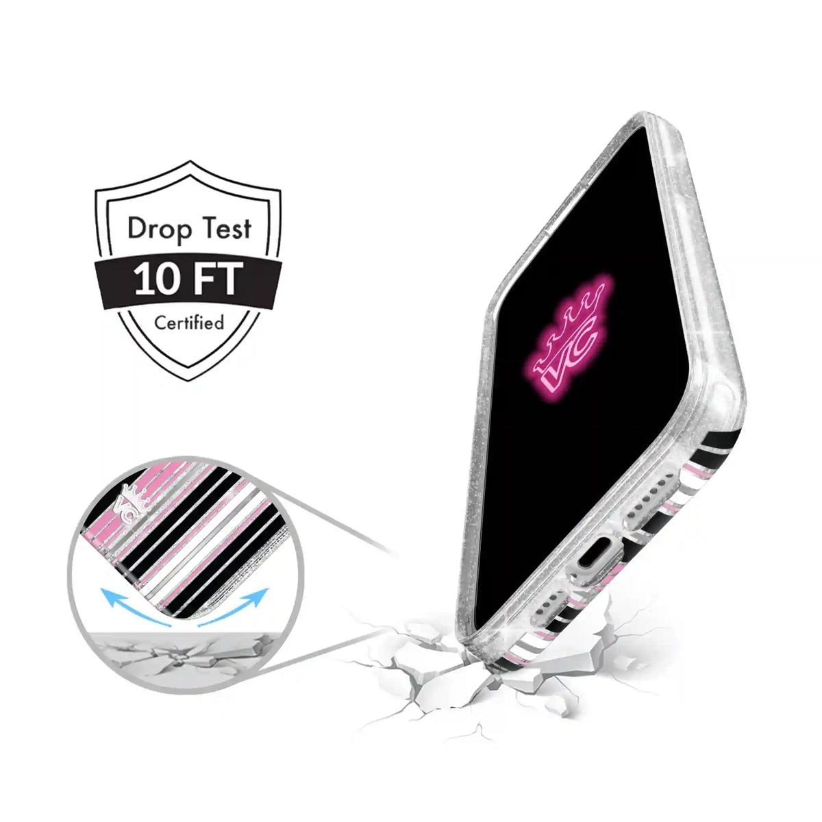 Pretty Punk Stripes Glitter iPhone Case