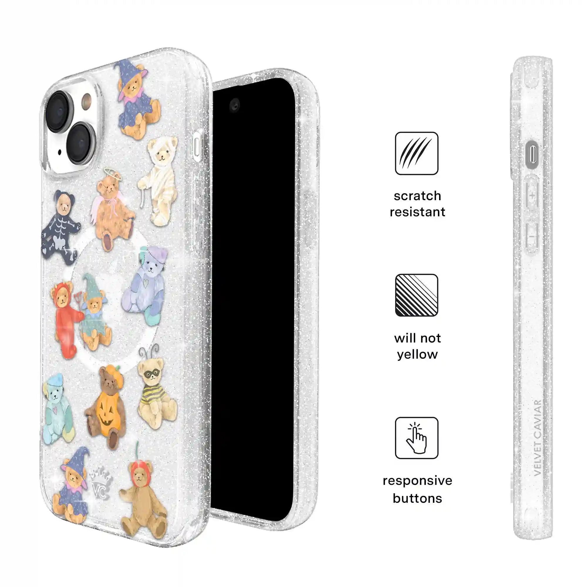 Teddy Scare Glitter iPhone Case
