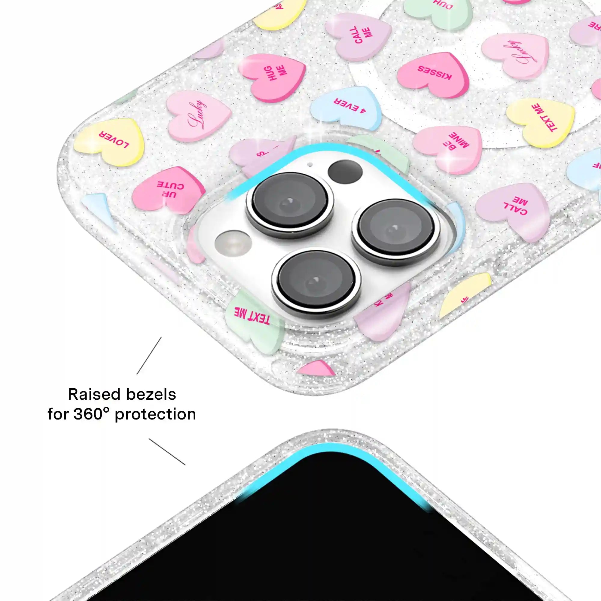 Sweet Hearts Glitter iPhone Case