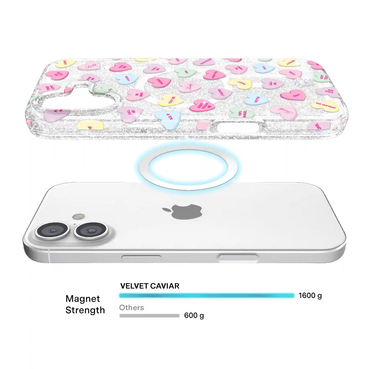 Sweet Hearts Glitter iPhone Case