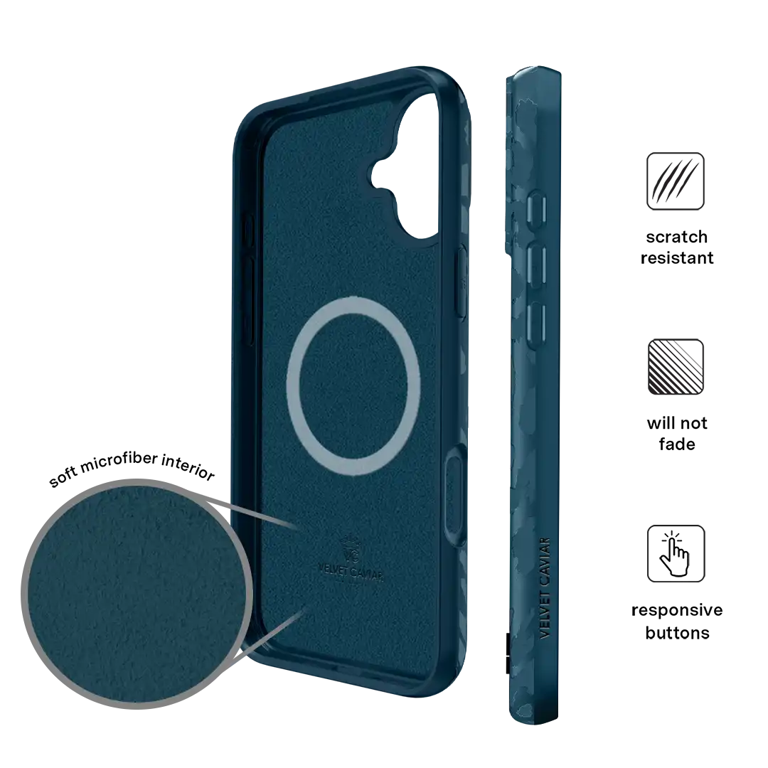 Metallic Navy Leopard iPhone Case