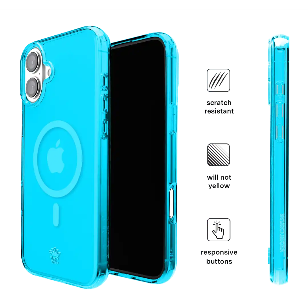 Neon Blue Clear iPhone Case