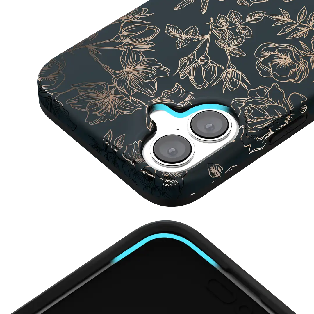 Floral Rose Gold Chrome iPhone Case