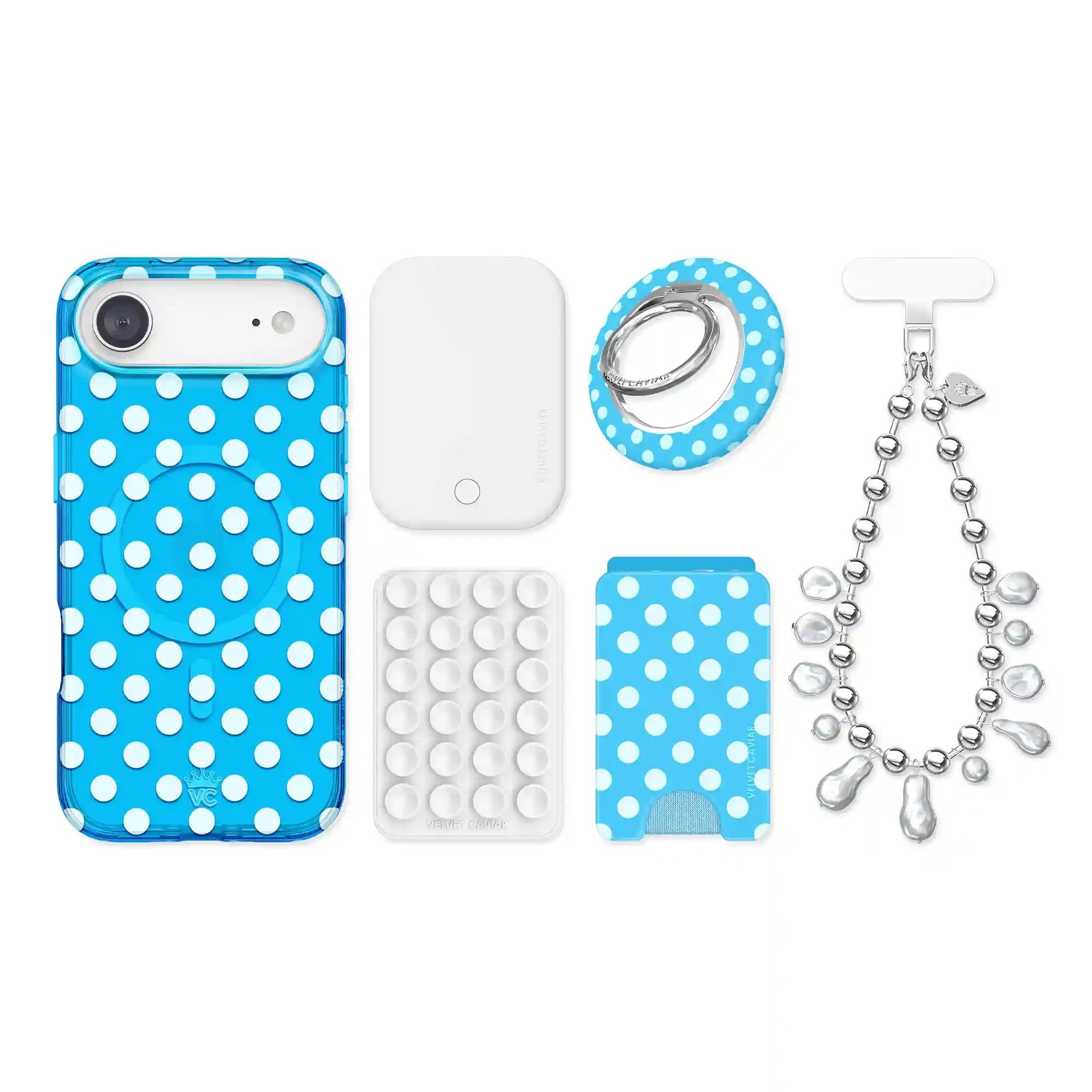 Aquamarine Polka Dot iPhone Bundle Set
