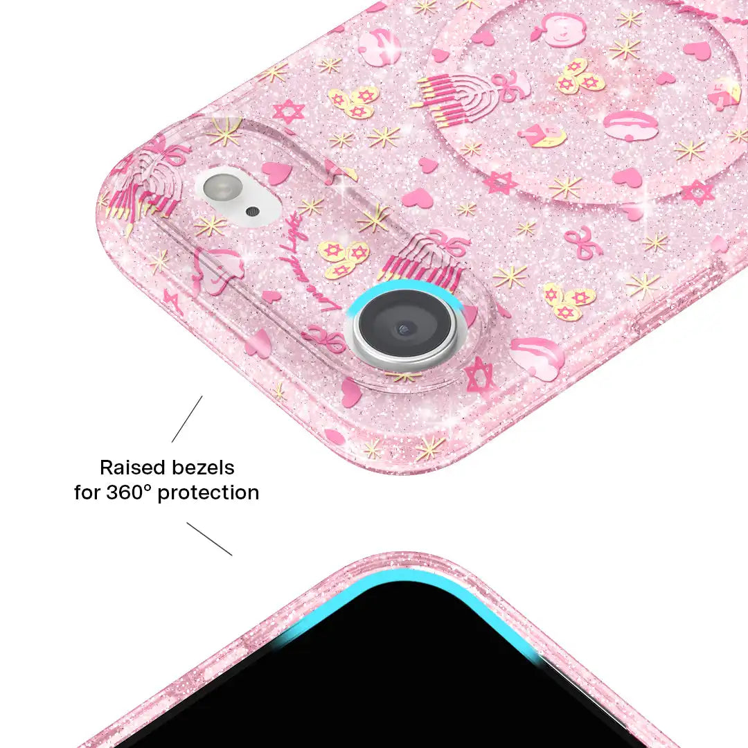 Pink Hanukkah Glitter iPhone Case