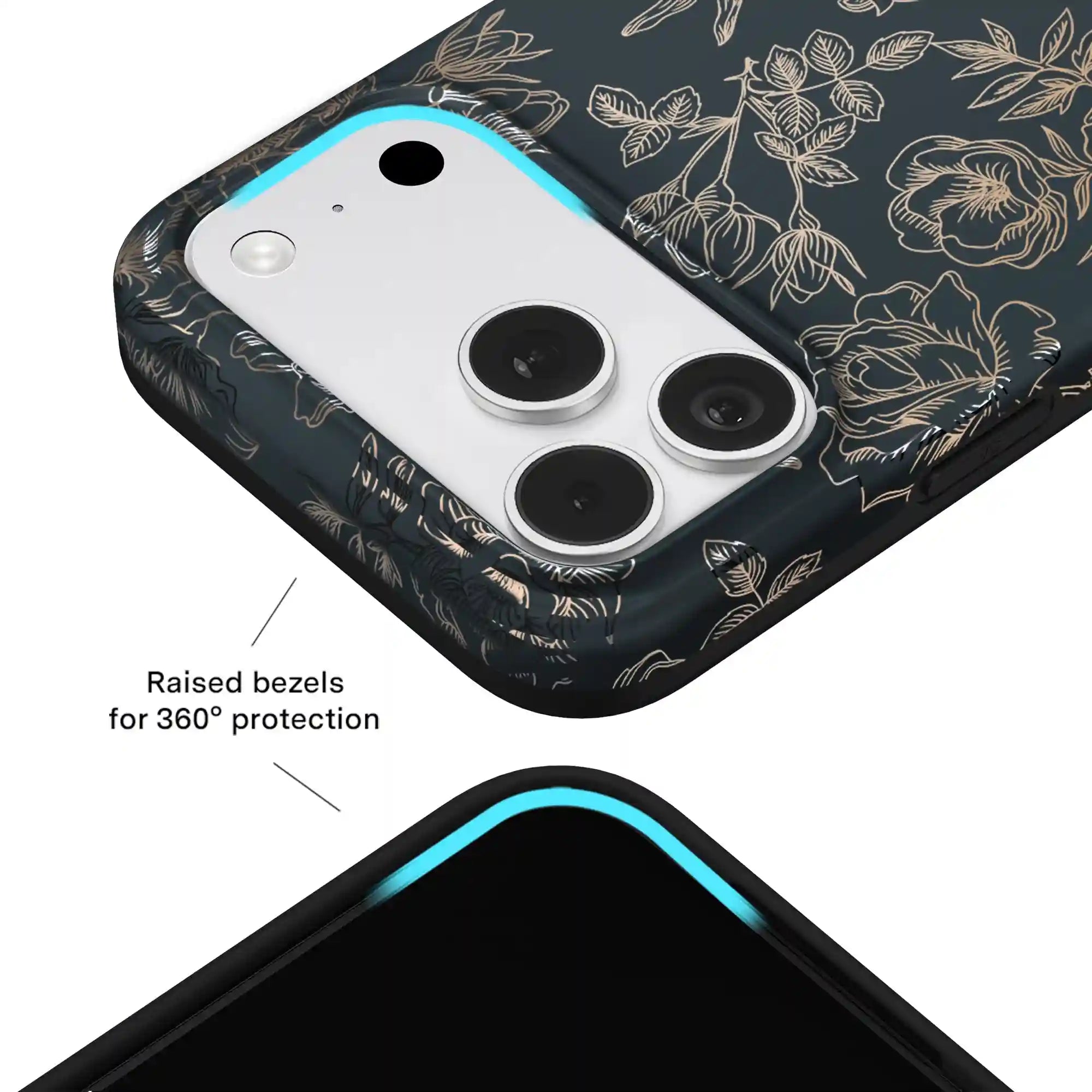 Floral Rose Gold Chrome iPhone Case
