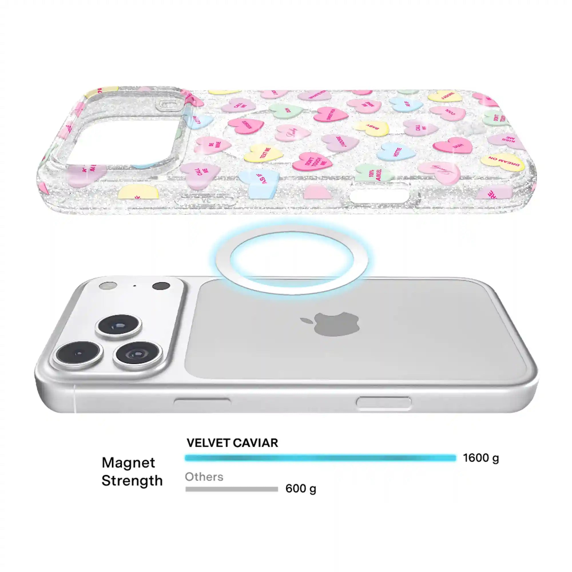 Sweet Hearts Glitter iPhone Case