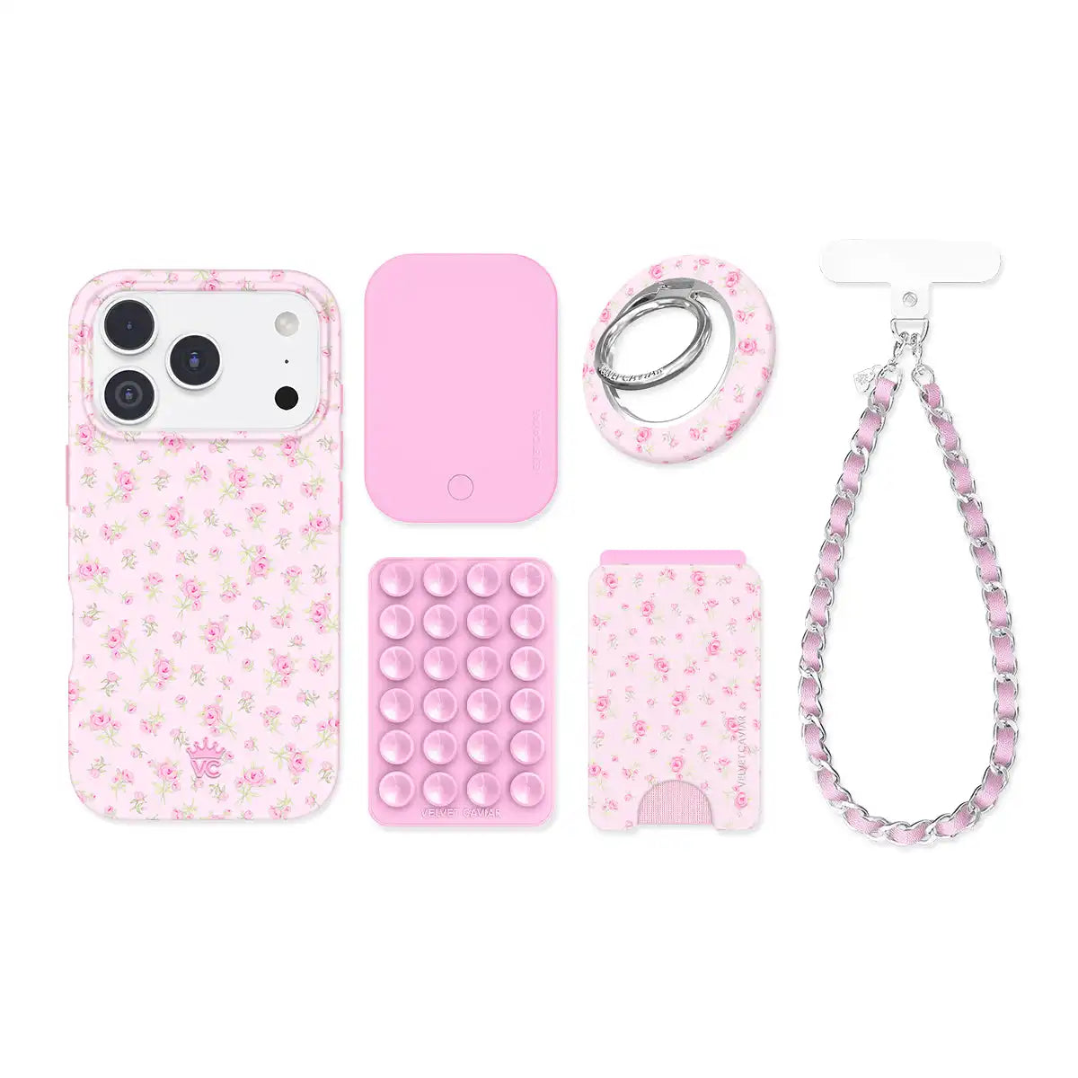 Dainty Pink Floral iPhone Bundle Set