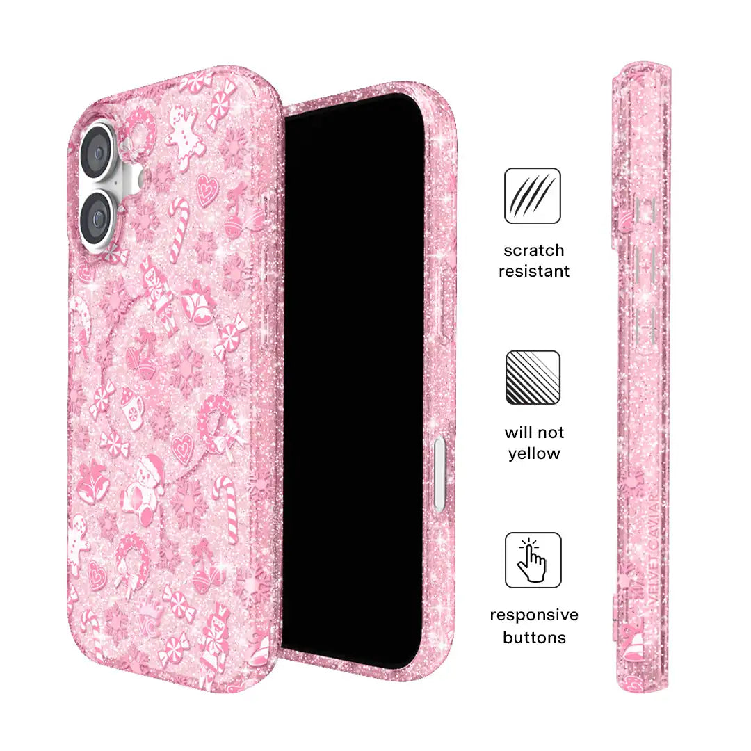 Pink Christmas Glitter iPhone Case