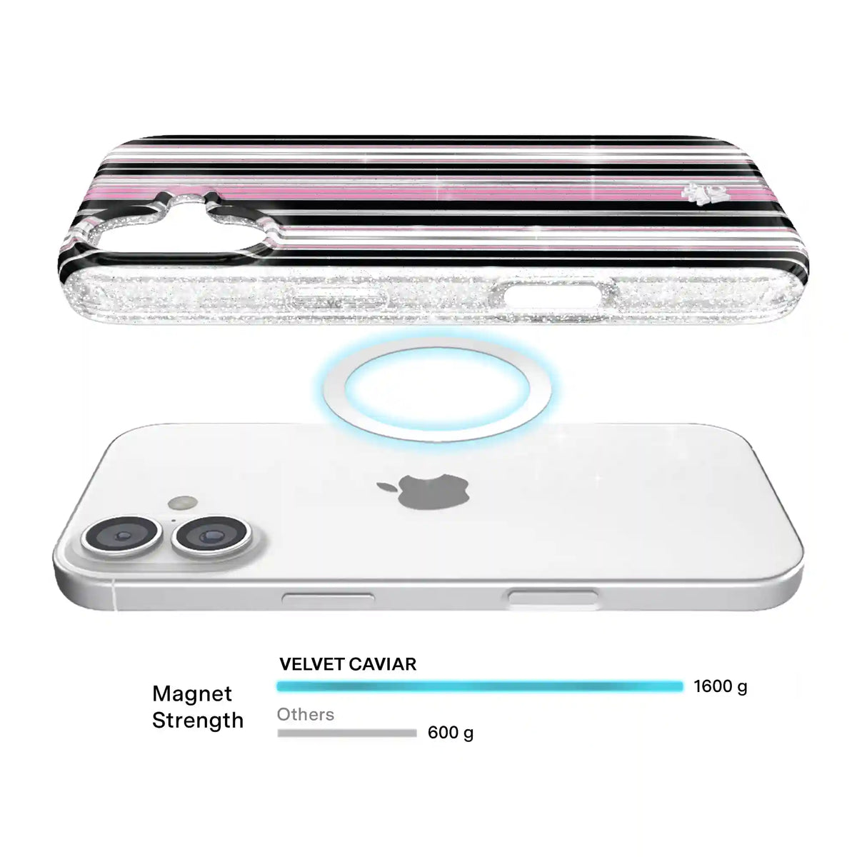 Pretty Punk Stripes Glitter iPhone Case