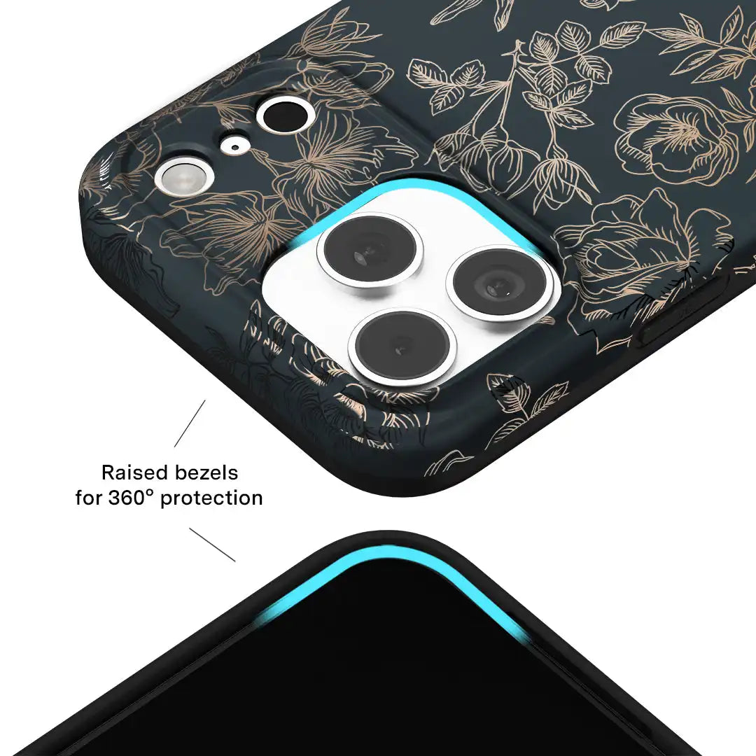 Floral Rose Gold Chrome iPhone Case