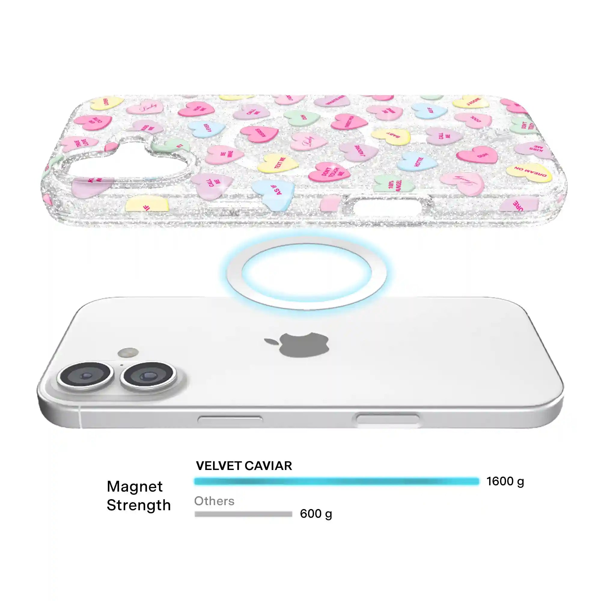 Sweet Hearts Glitter iPhone Case