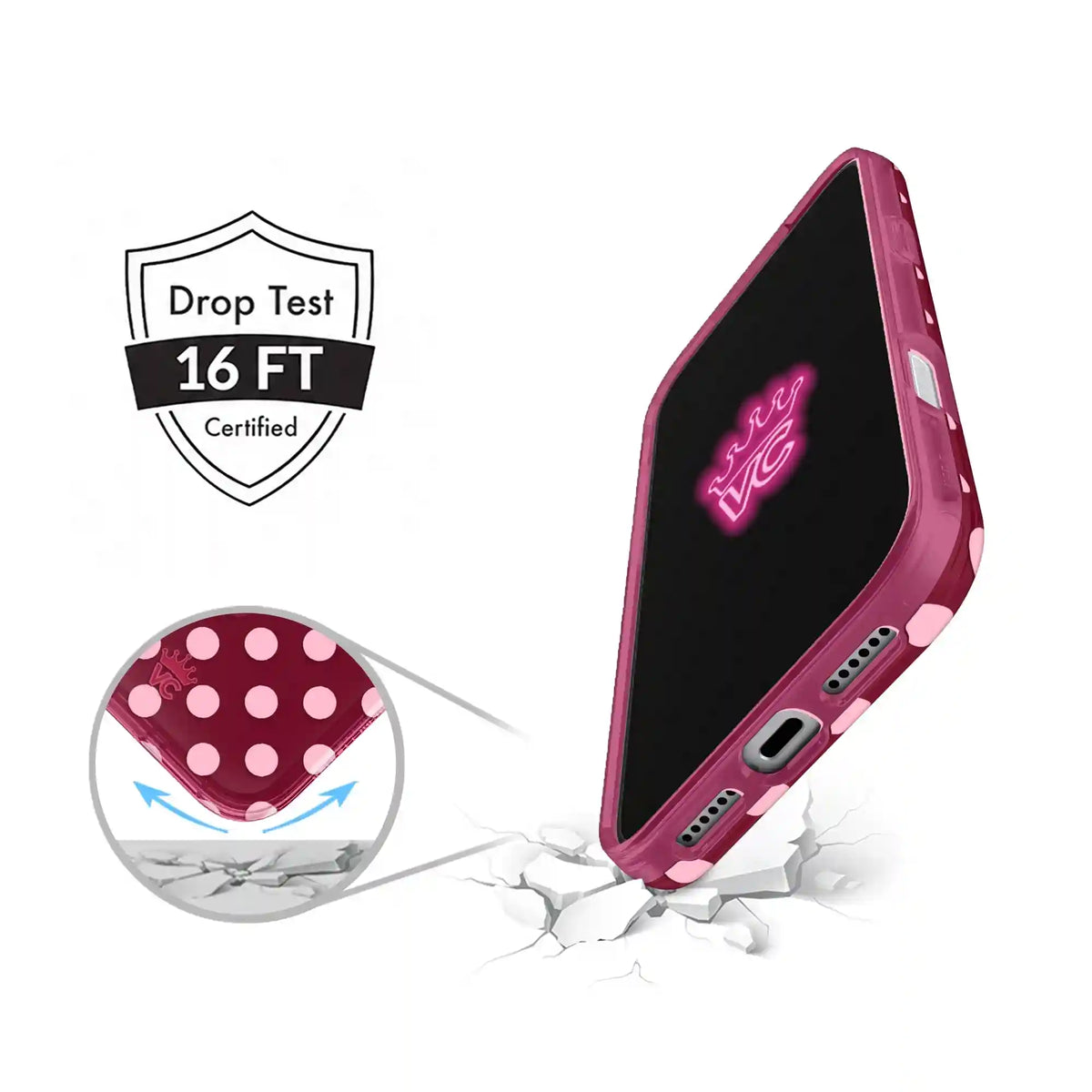 Raspberry Polka Dot iPhone Case