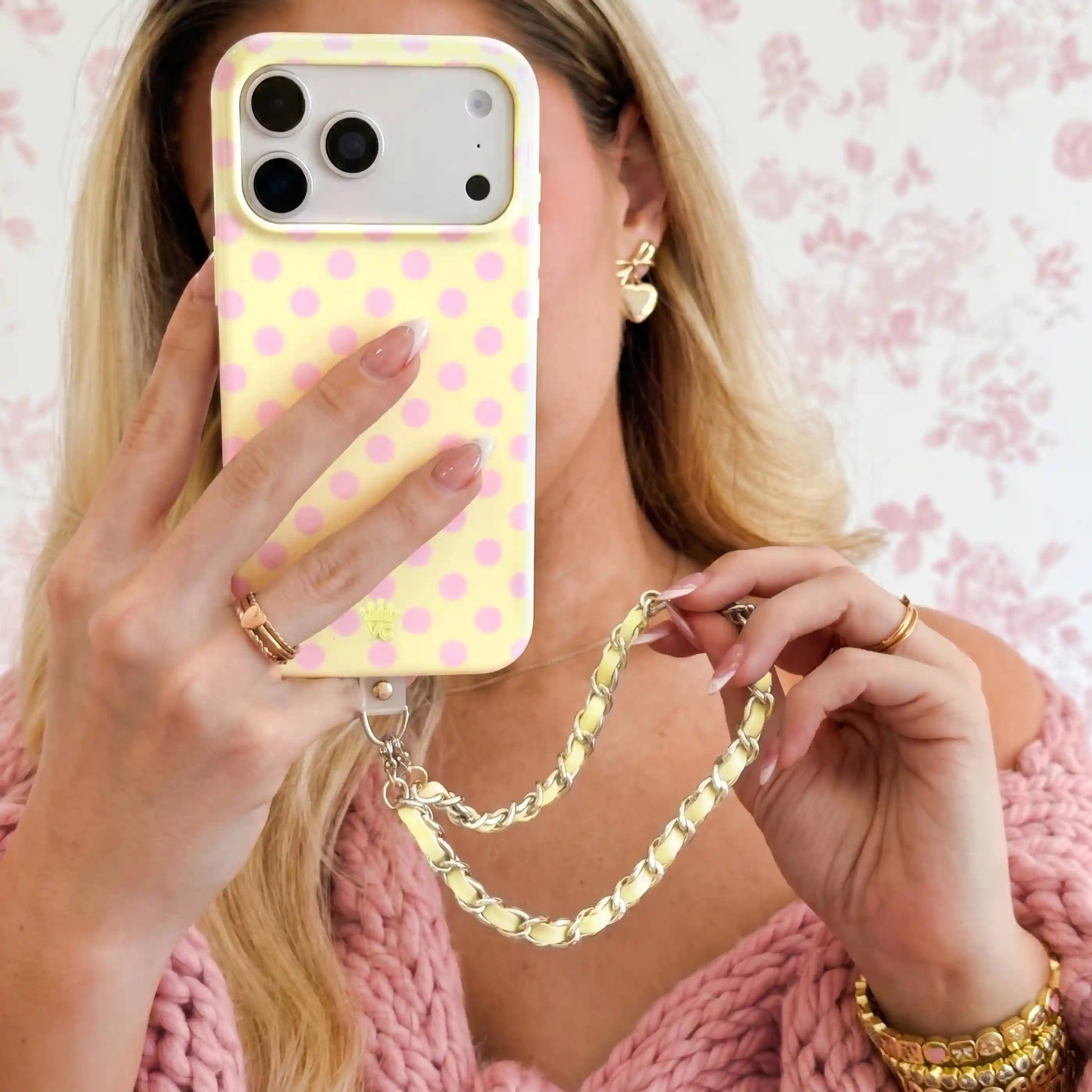 Butter Yellow Leather Chain Phone Charm