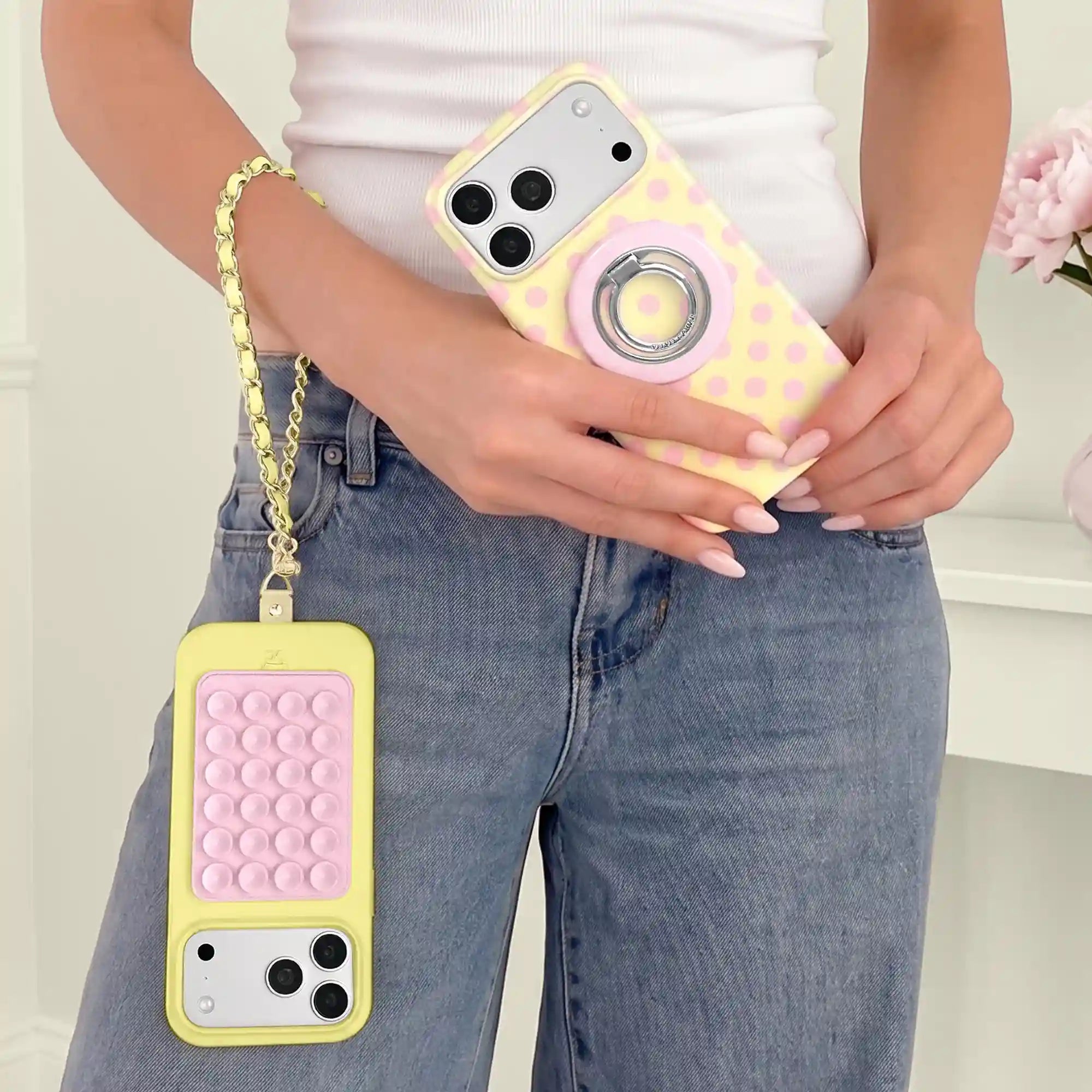 Butter Yellow Leather Chain Phone Charm