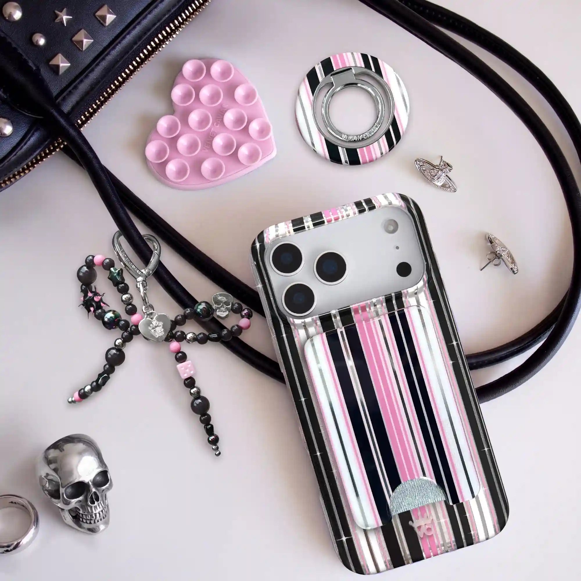 Pretty Punk Stripes Glitter MagSafe Wallet