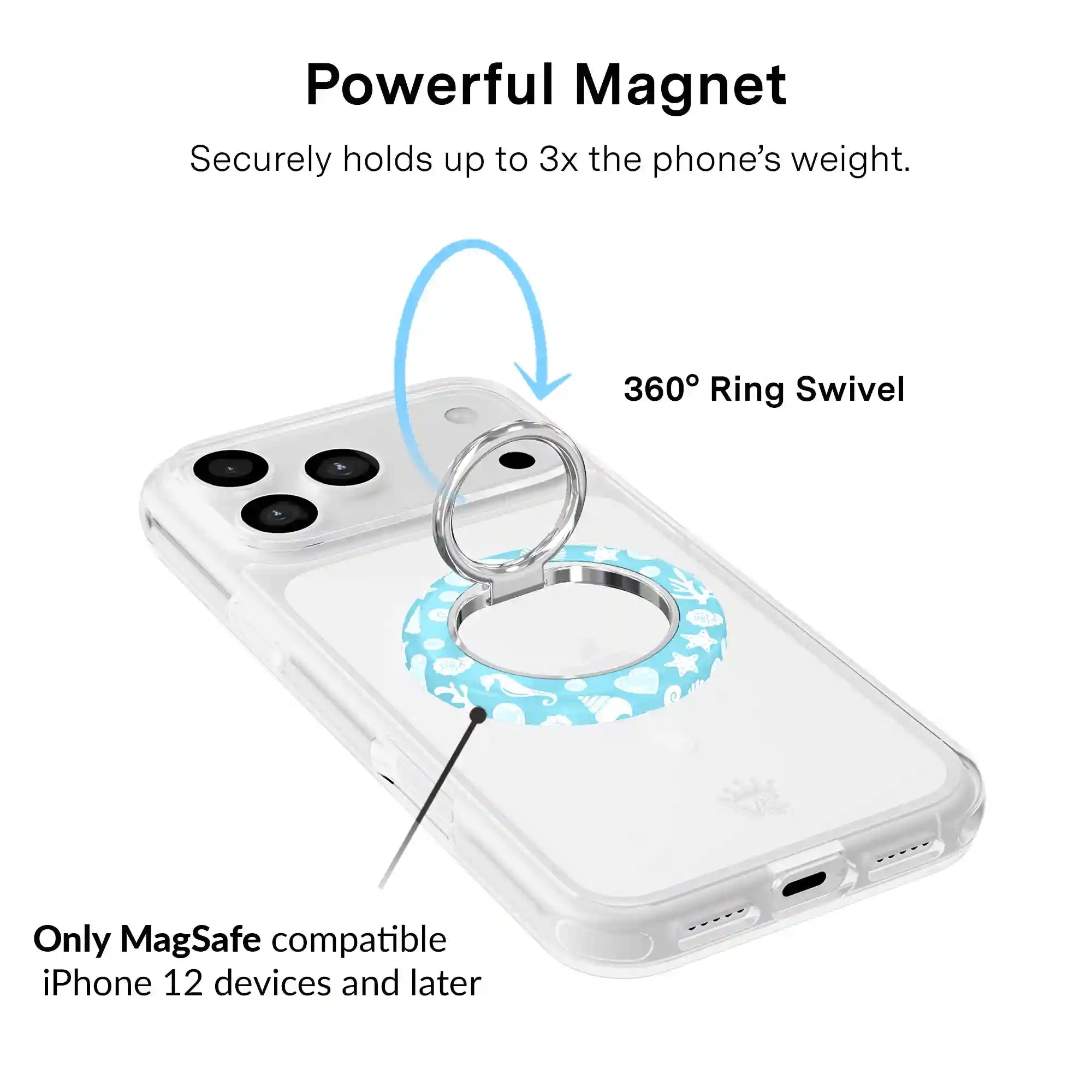 Aquamarine Holo MagSafe Grip Ring