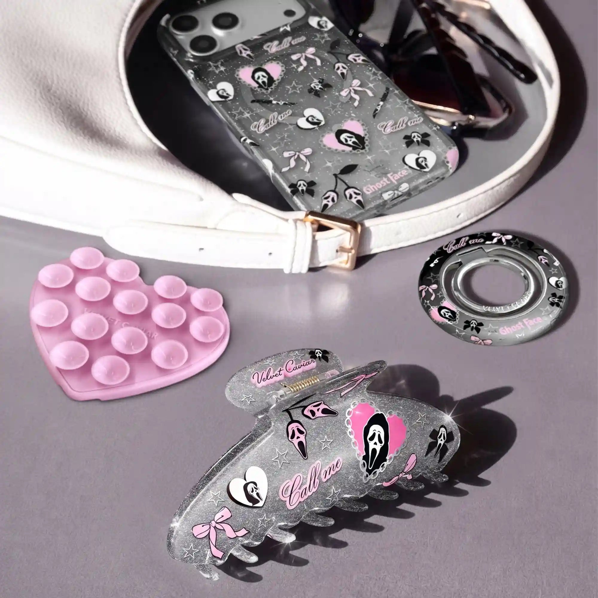 Ghost Face Glitter Large Hair Clip