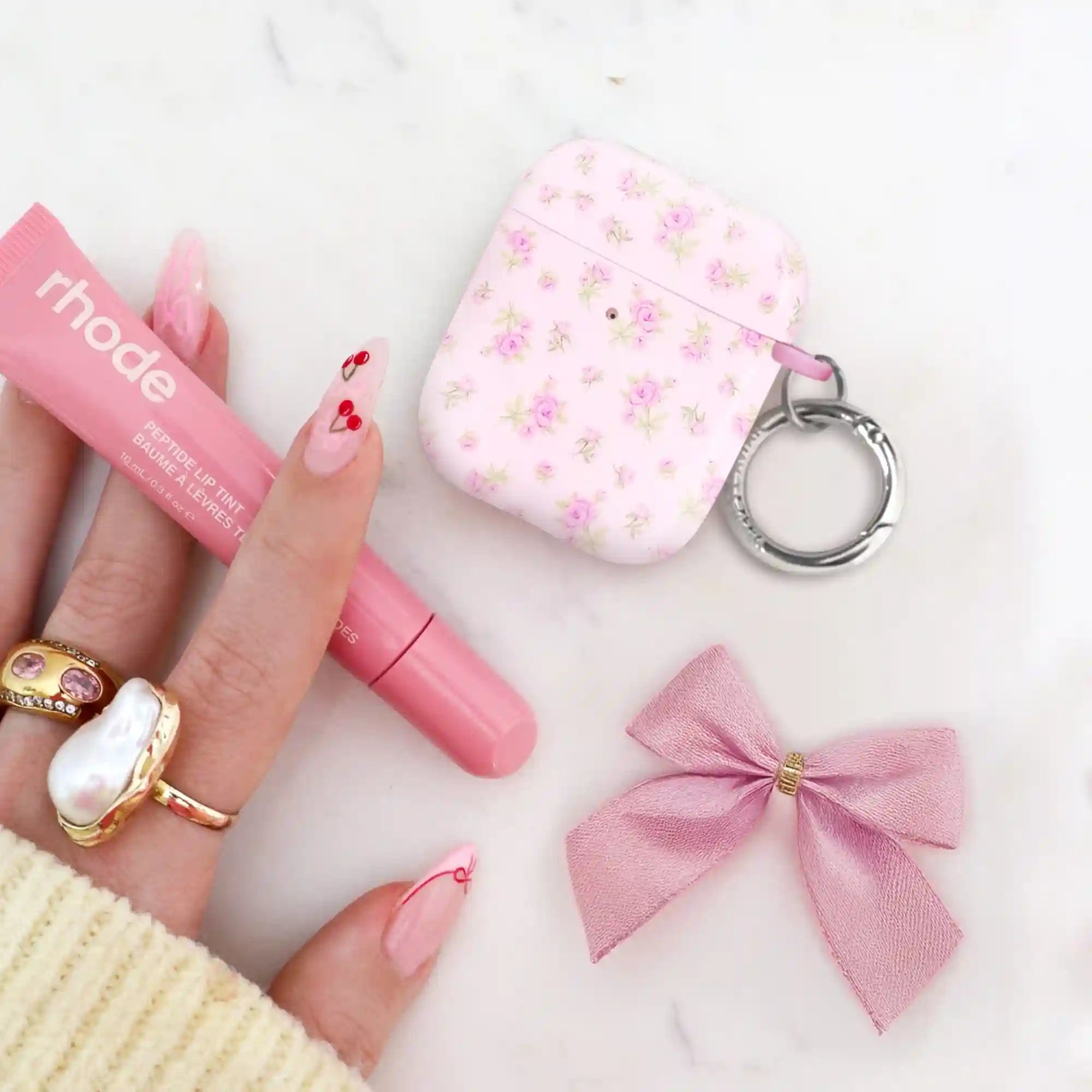 Dainty Pink Floral AirPod Case
