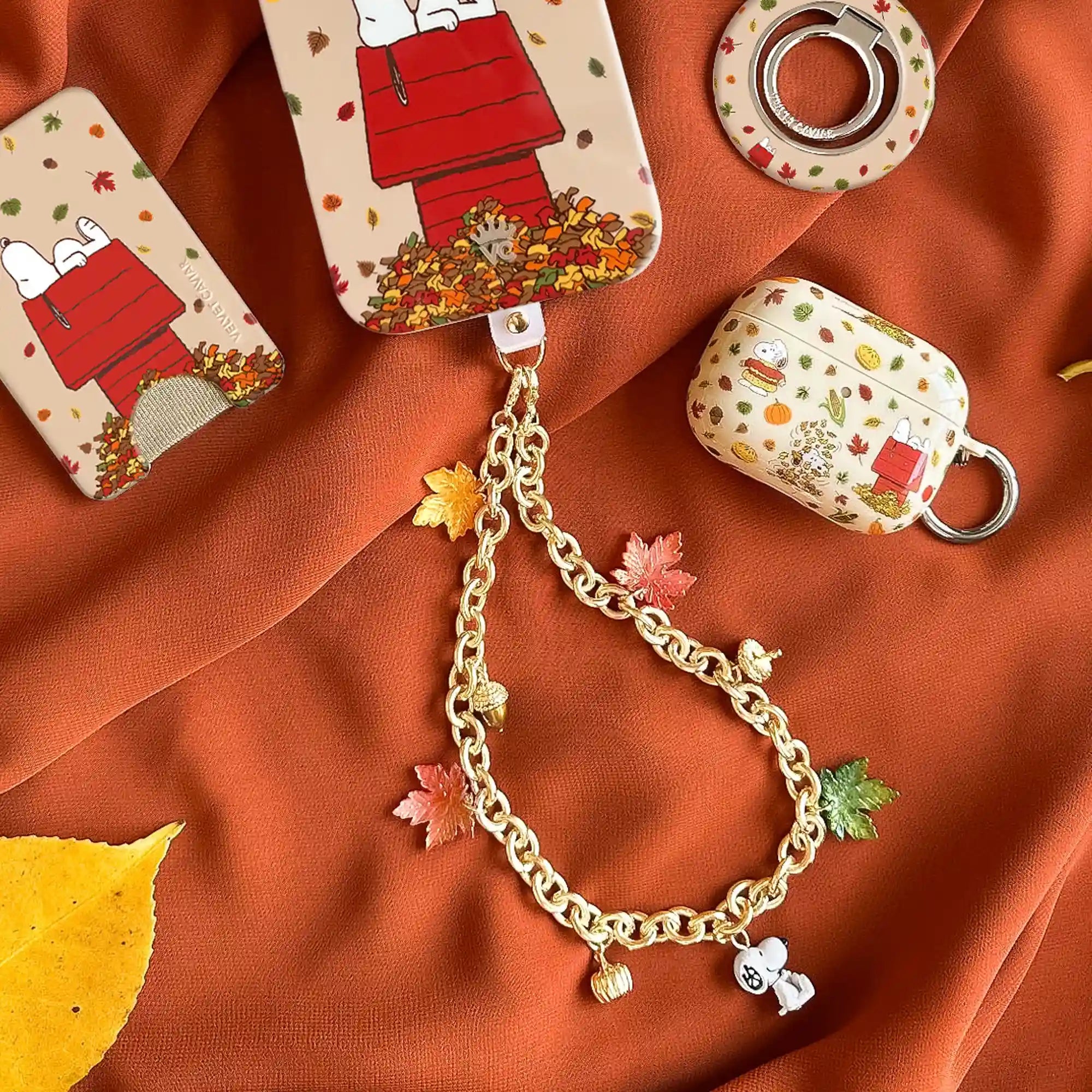 Snoopy Autumn Leaves Phone Charm