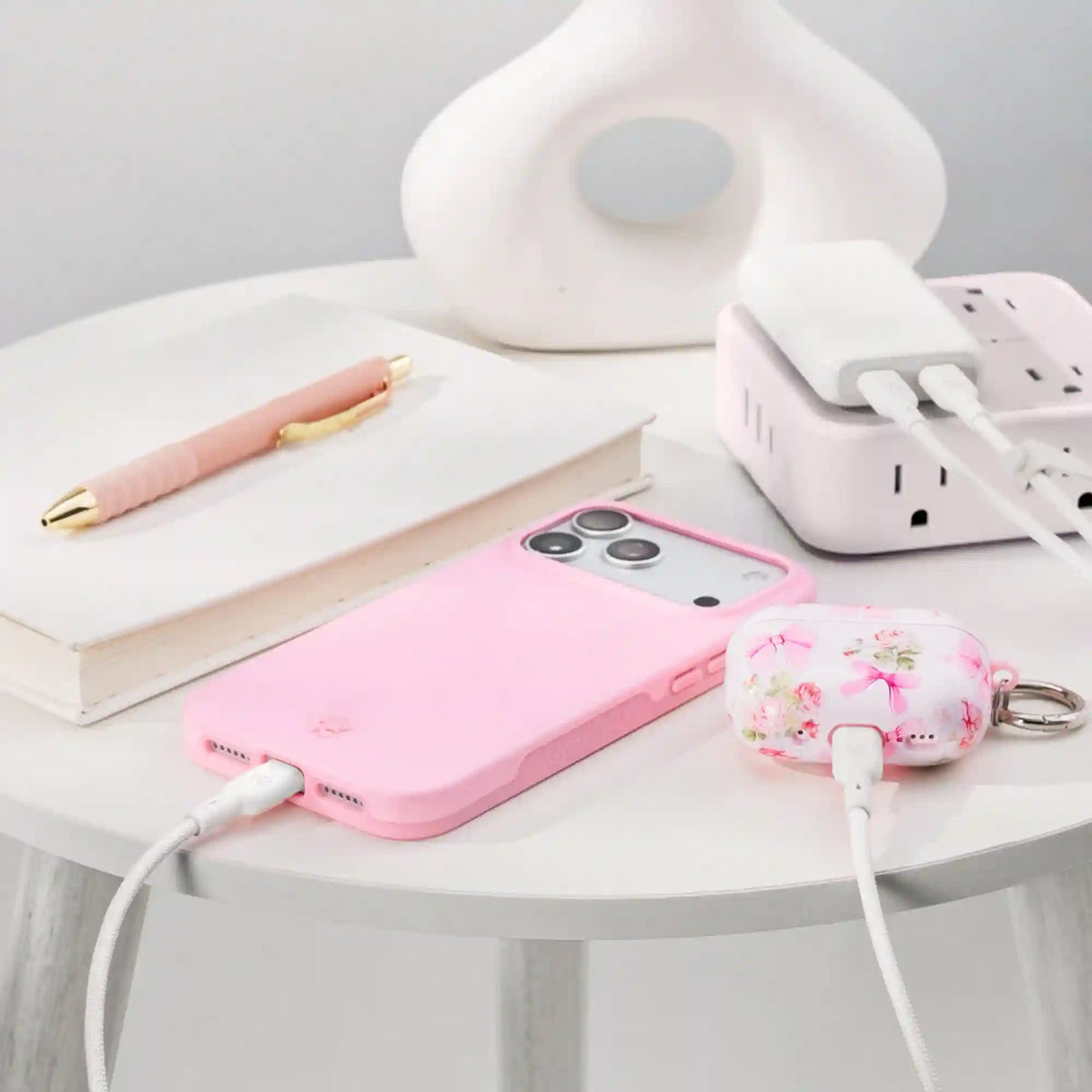 White Fast Charging Set, Dual Port Wall Adapter + 6ft USB-C Cable