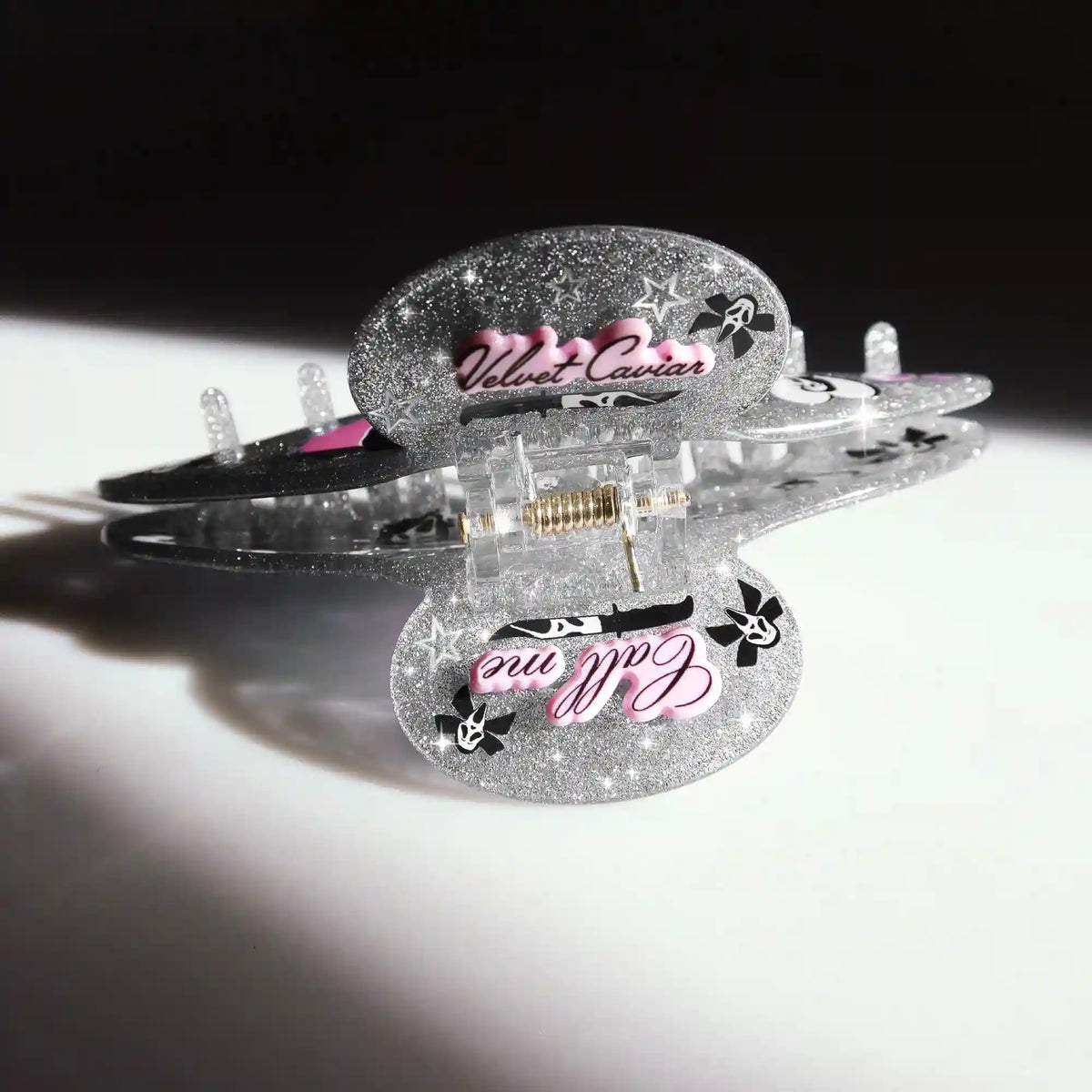 Ghost Face Glitter Large Hair Clip