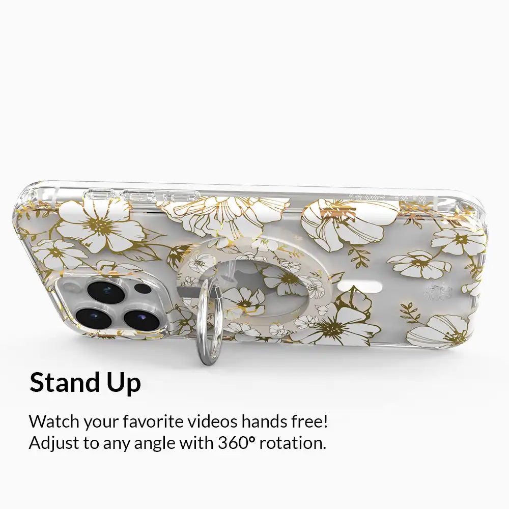 White Floral MagSafe Grip Ring