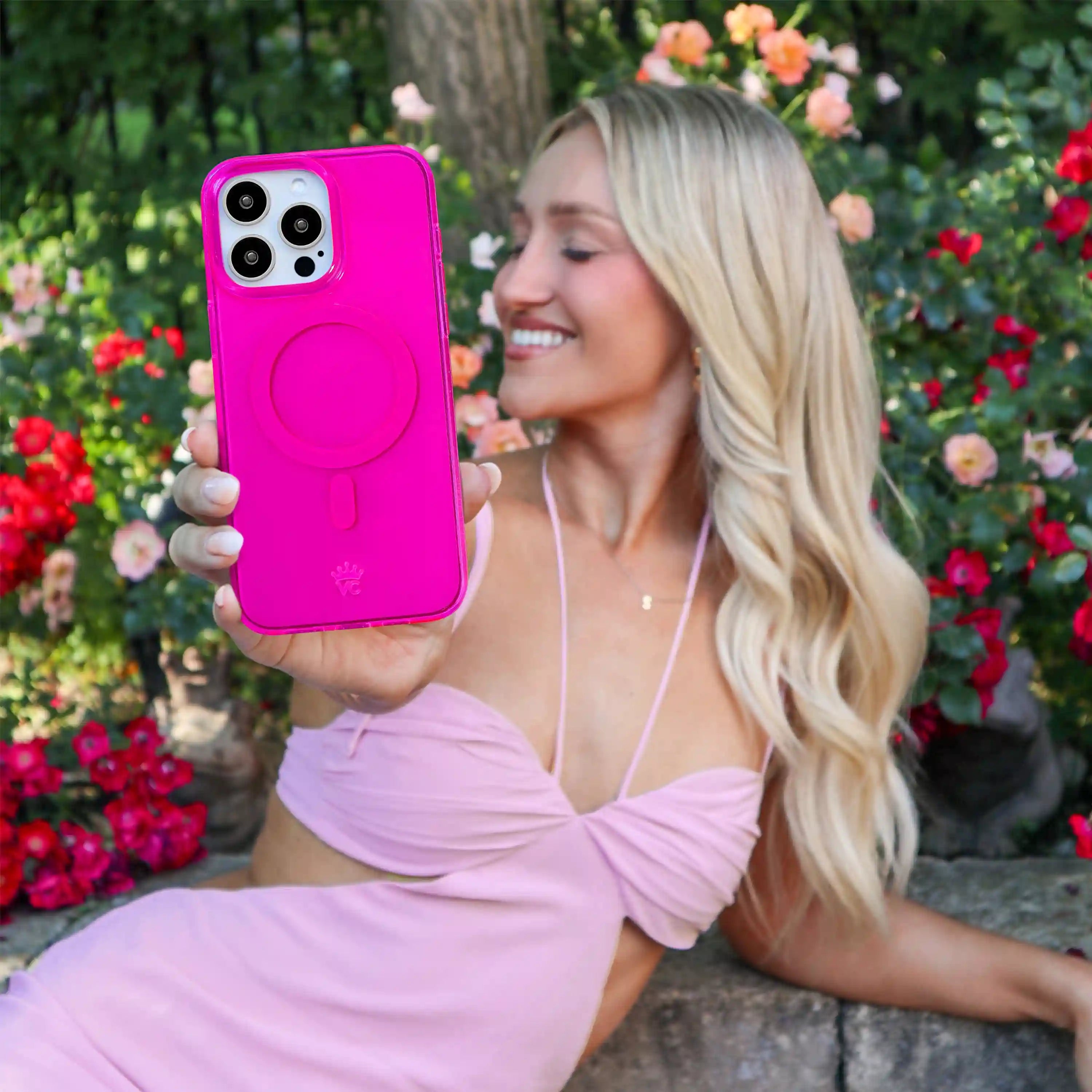 Neon Pink Clear iPhone Case