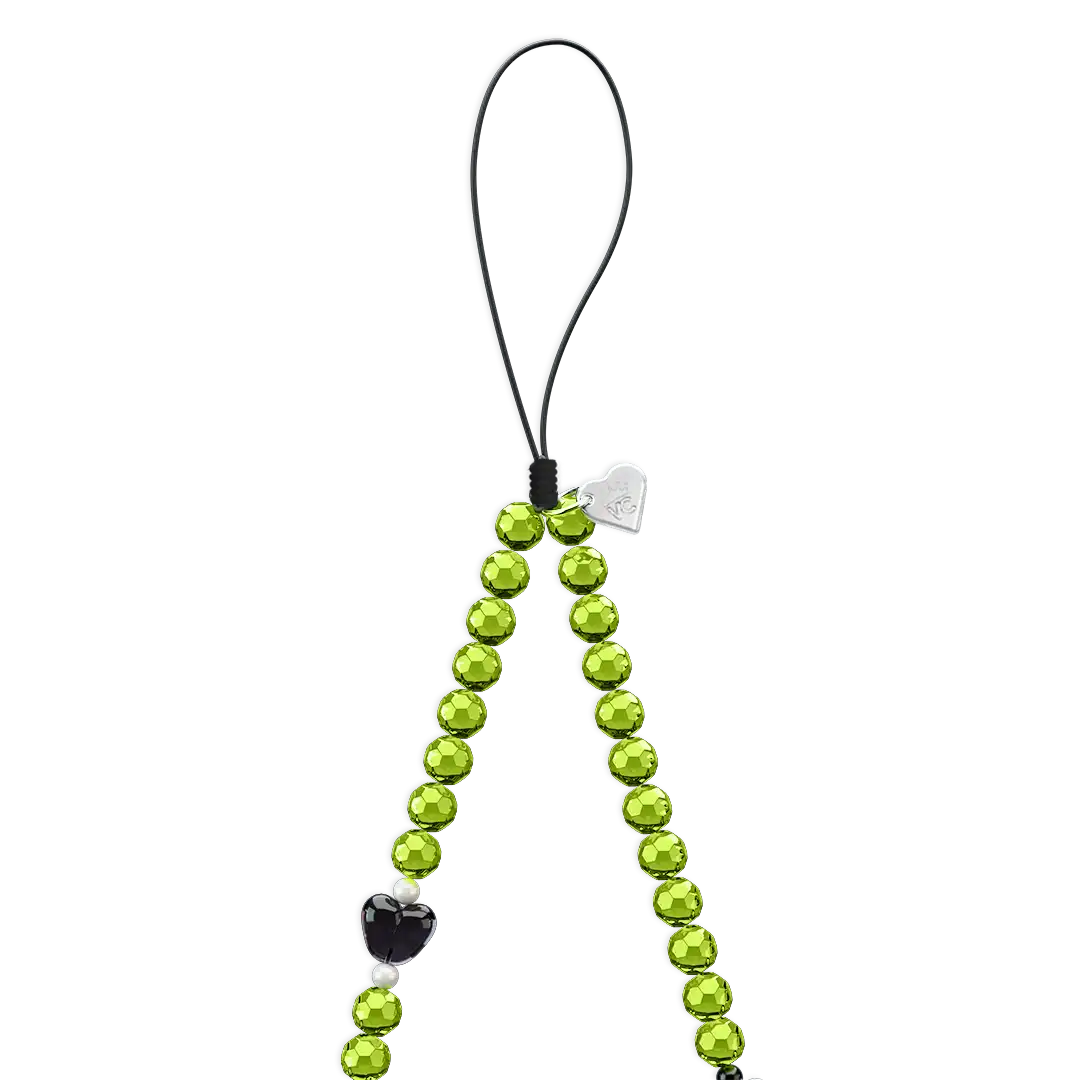 Green & Black Hearts Phone Charm