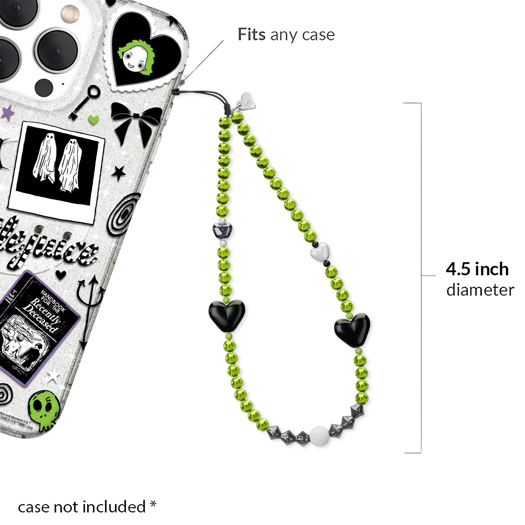 Green & Black Hearts Phone Charm