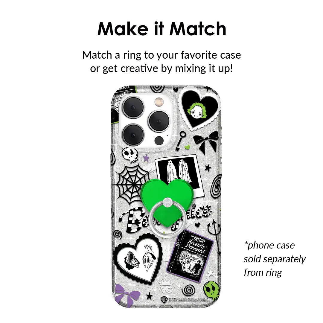Neon Green Heart Phone Ring