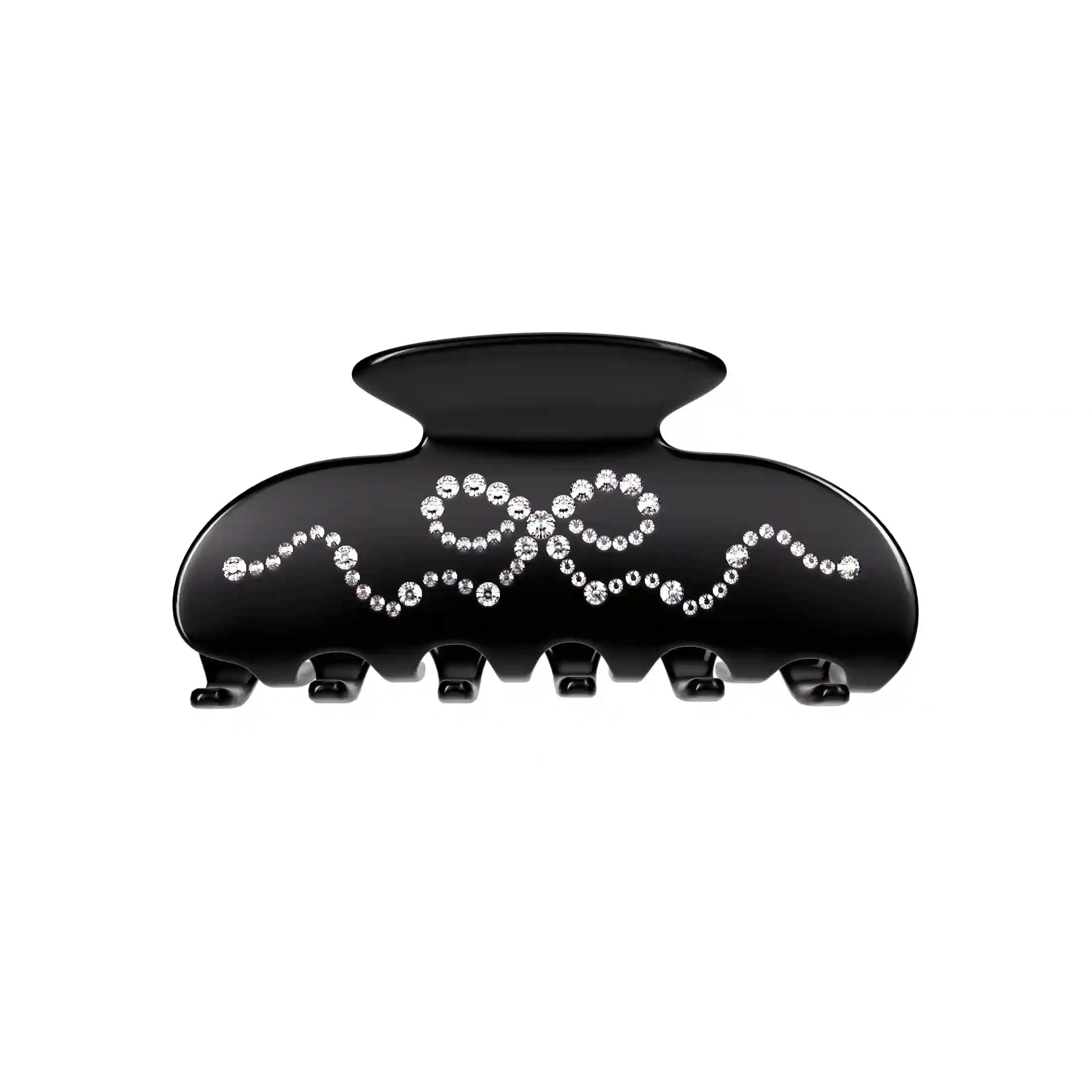 Black Crystal Bow Hair Clip