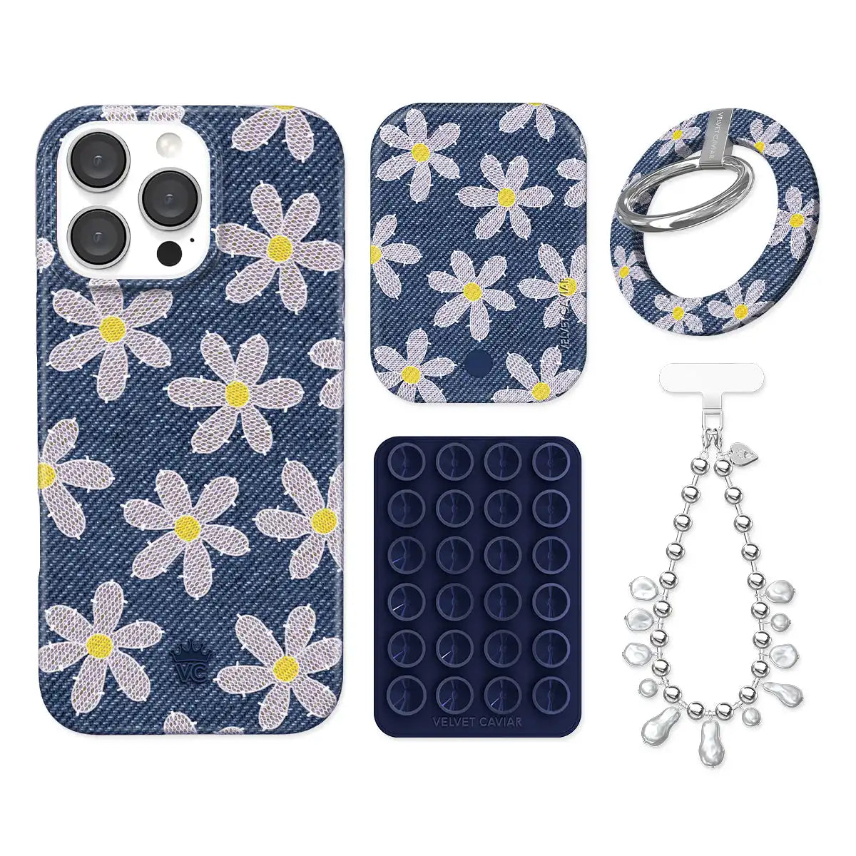 Denim Daisy iPhone Bundle Set - Grip