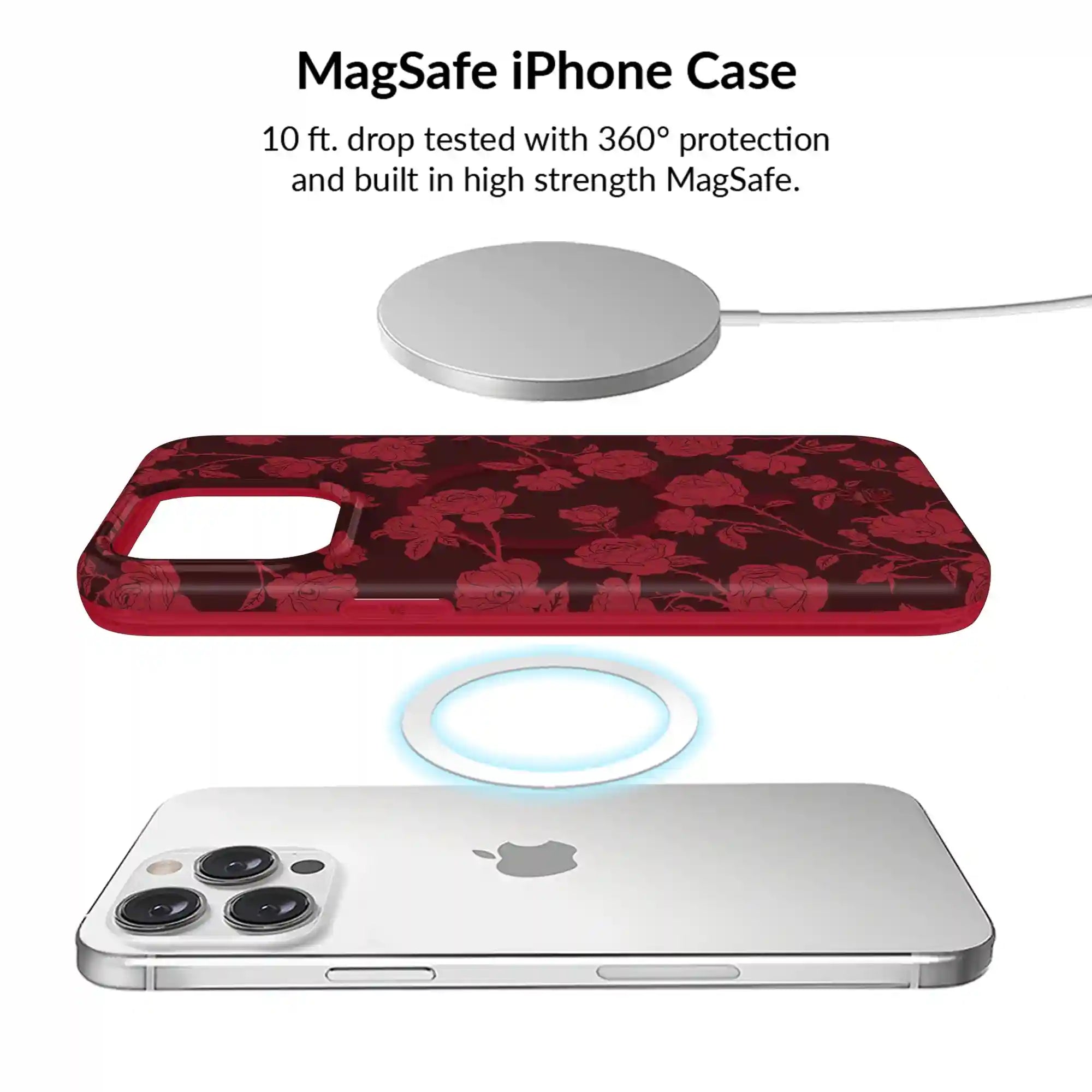Dark Cherry Floral iPhone Bundle Set