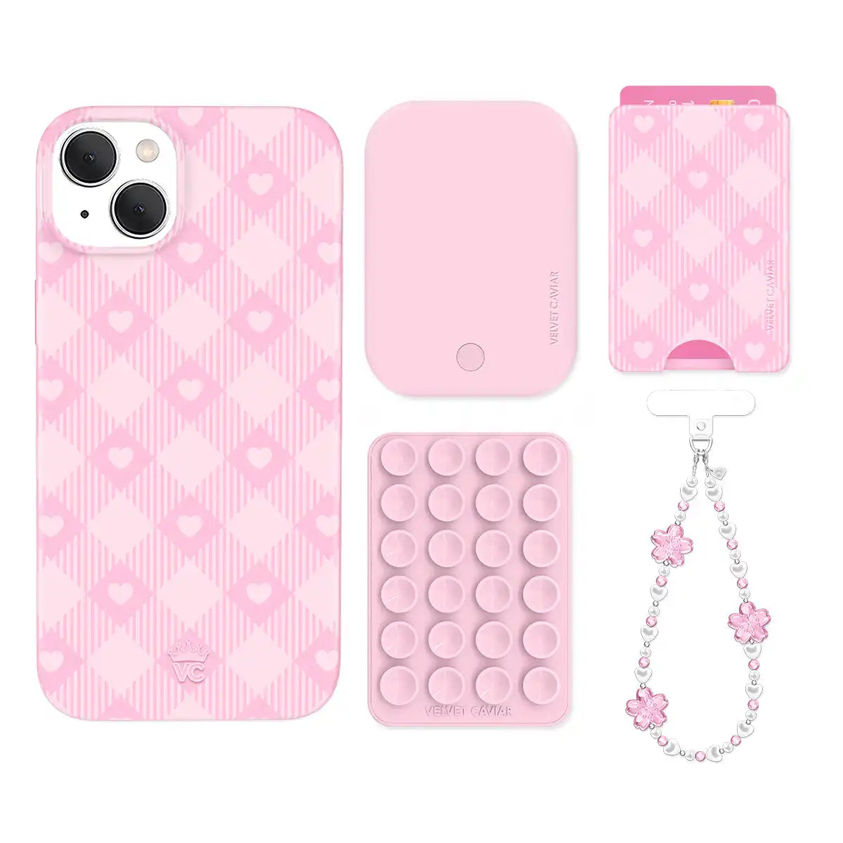 Dolly Pink Gingham iPhone Bundle Set - Wallet