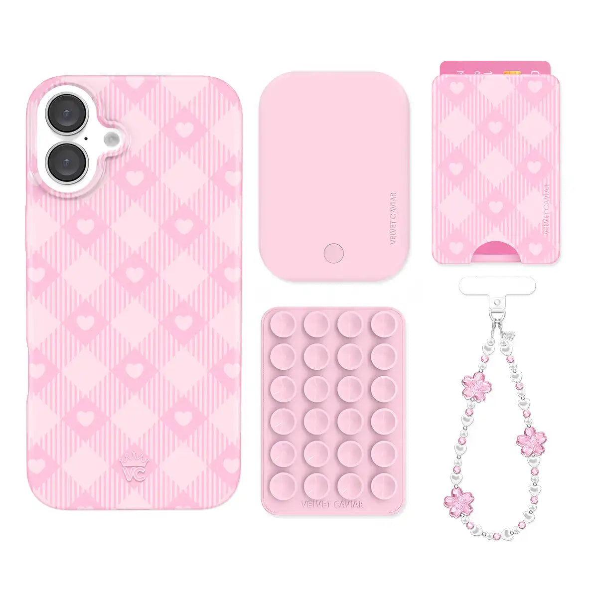 Dolly Pink Gingham iPhone Bundle Set - Wallet