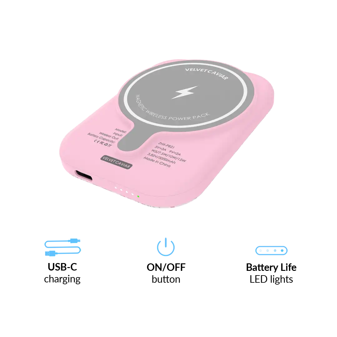Lovely Pink Bows Portable MagSafe Charger Power Pack