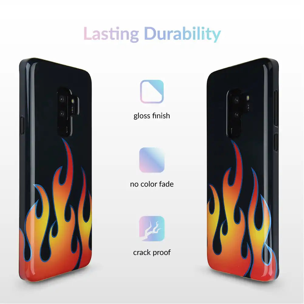 Blue Chrome Flames Samsung Galaxy Case