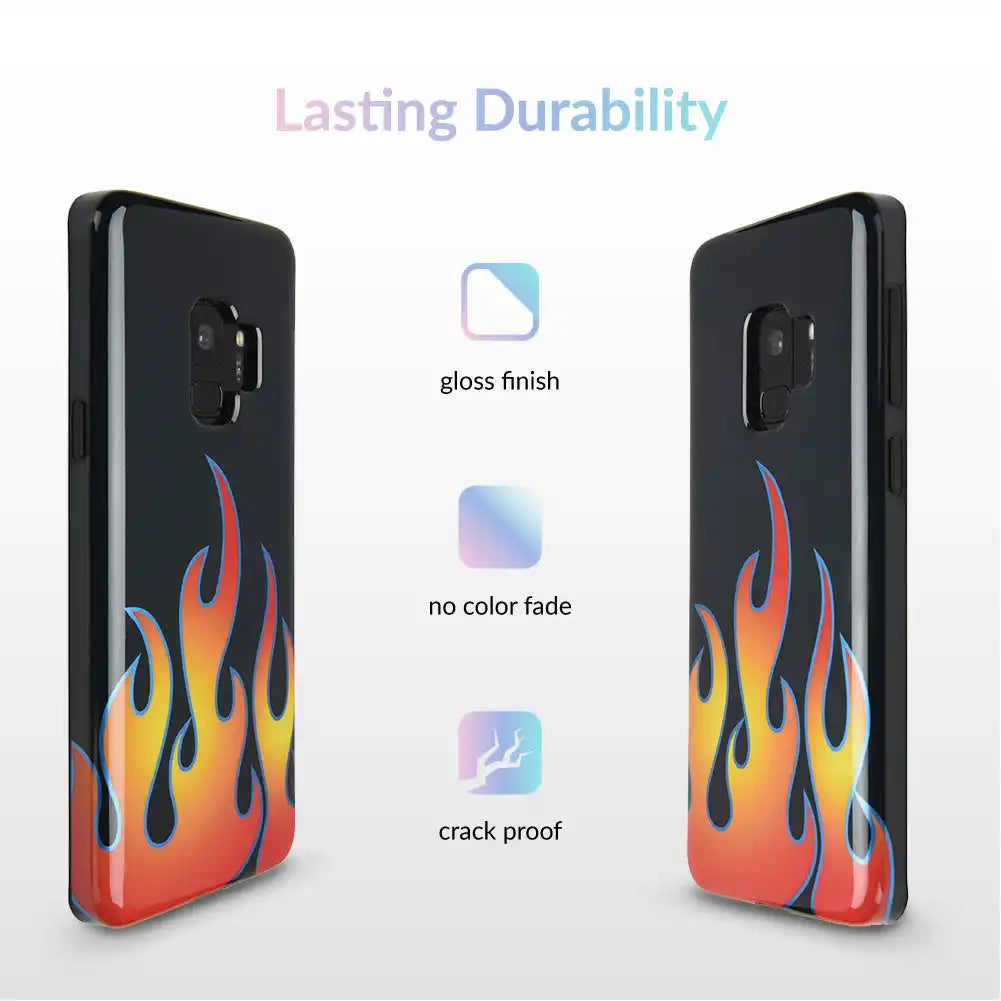 Blue Chrome Flames Samsung Galaxy Case
