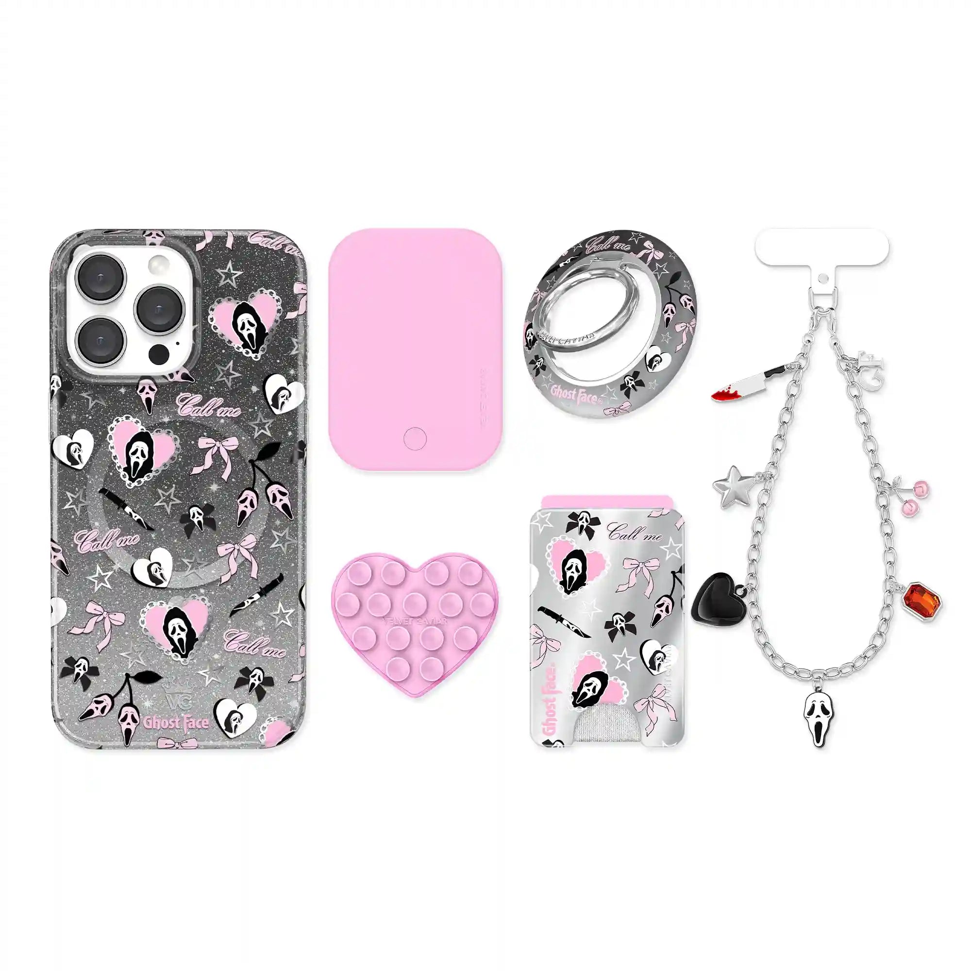 Ghost Face Goth Glitter iPhone Bundle Set