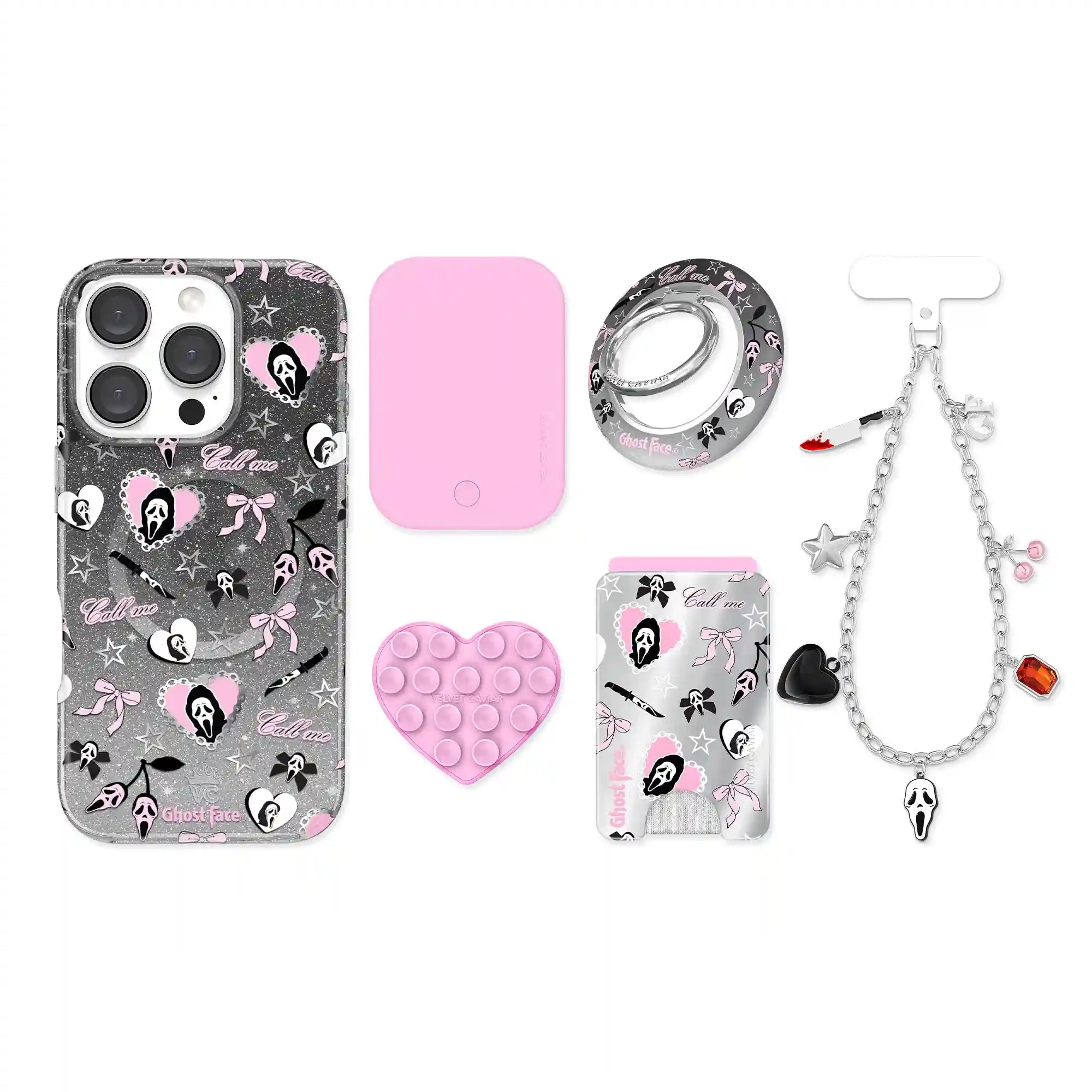 Ghost Face Goth Glitter iPhone Bundle Set