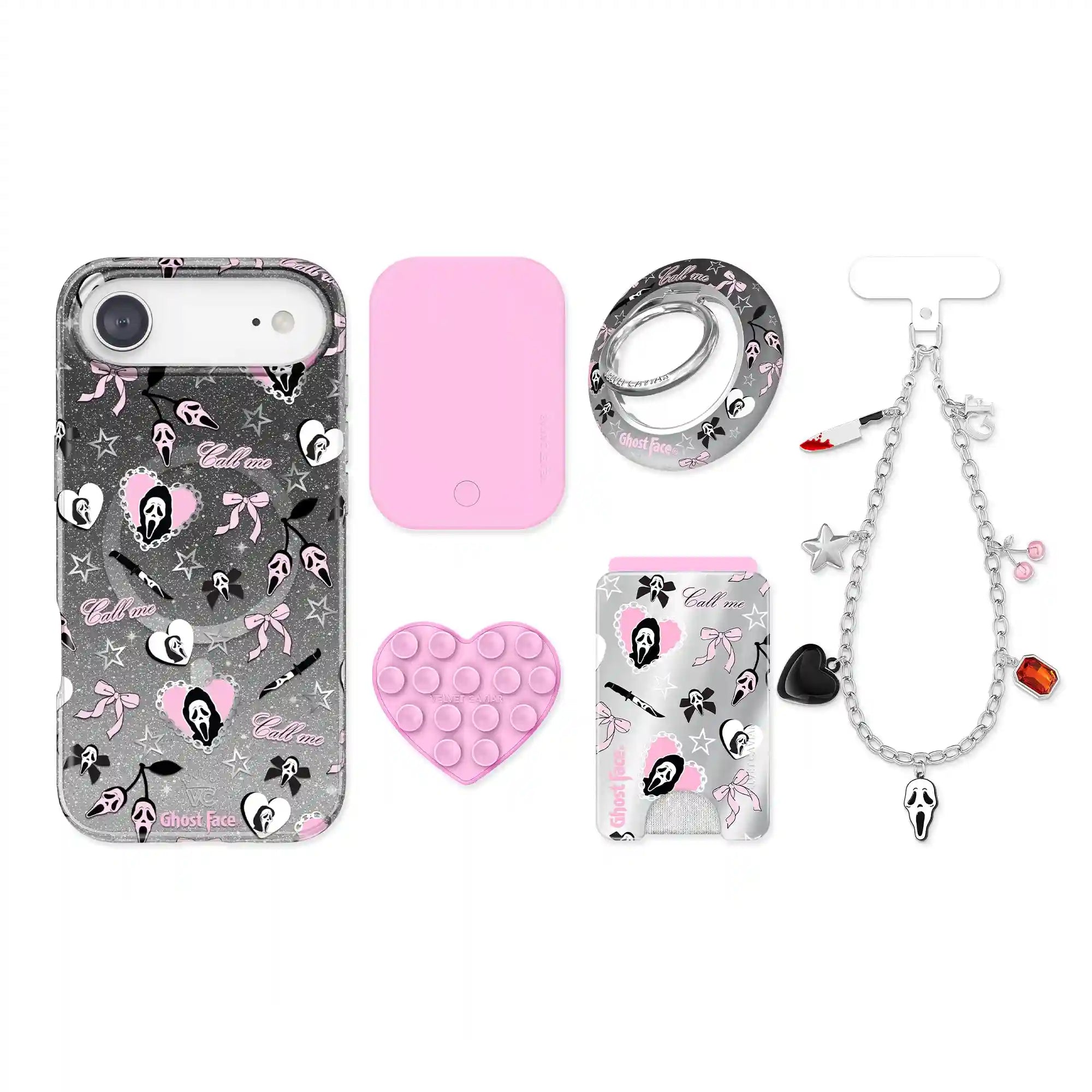 Ghost Face Goth Glitter iPhone Bundle Set